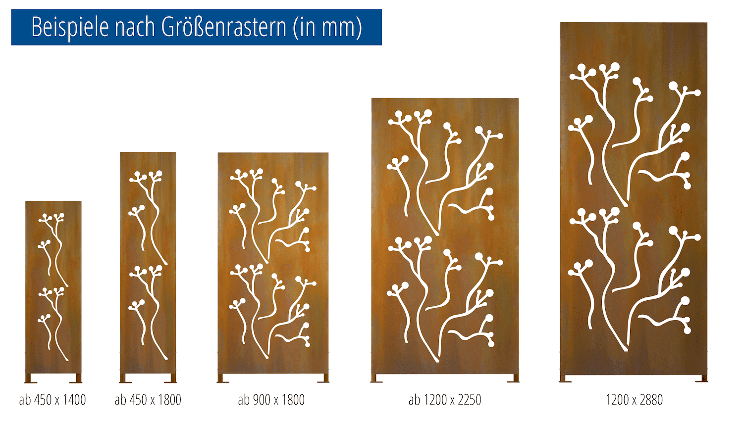 Privacyscherm cortenstaal stele marmeren boom