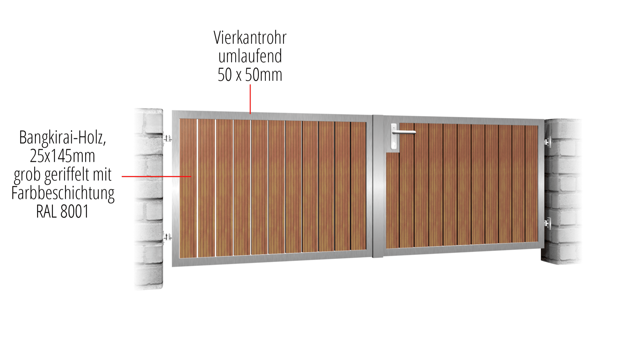 Tuinpoort roestvrij staal 2-vleugelig HFS, GE