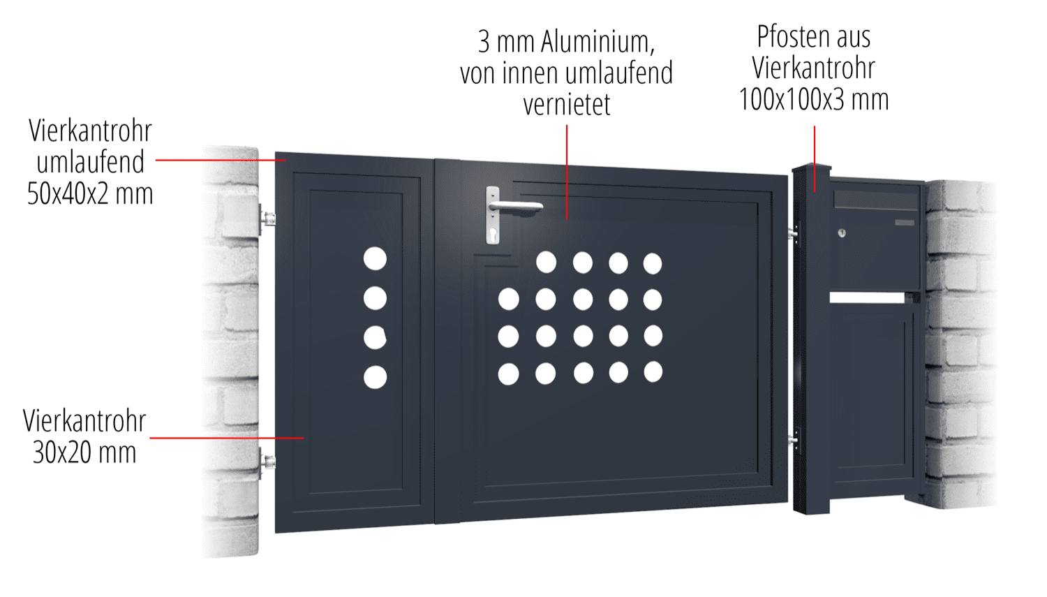 Tuindeur aluminium 2-vleugelig privacyscherm RLR, GE, BK