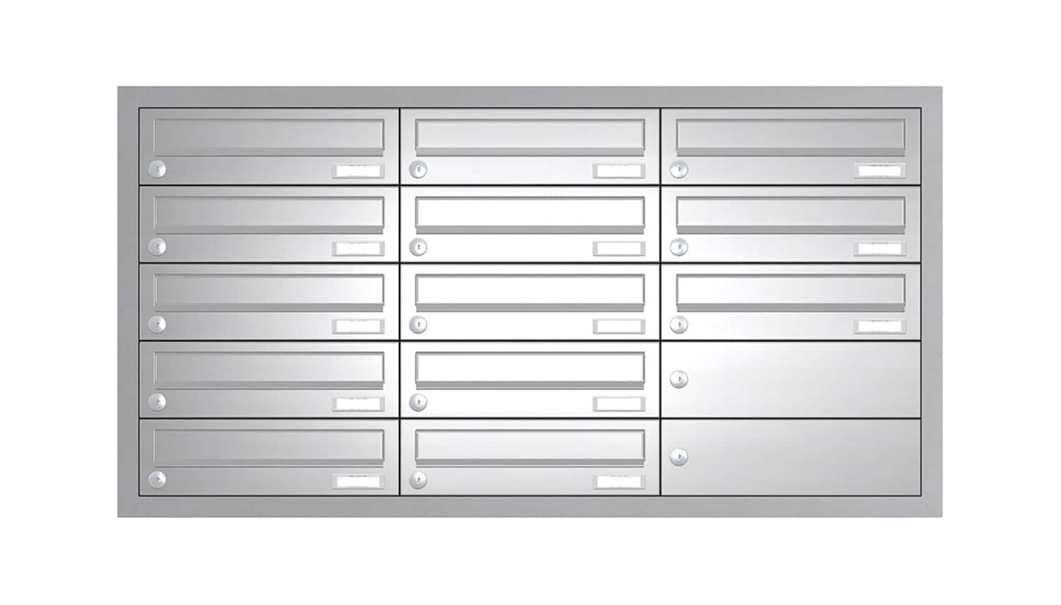 Briefkastenanlage | Unterputz | 13-fach | Waagerecht | Edelstahl