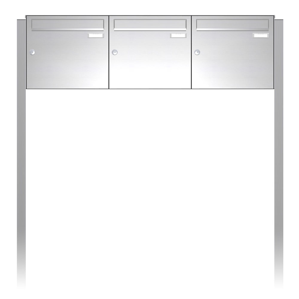 Briefkastenanlage | Freistehend | 3-fach | Senkrecht | Edelstahl