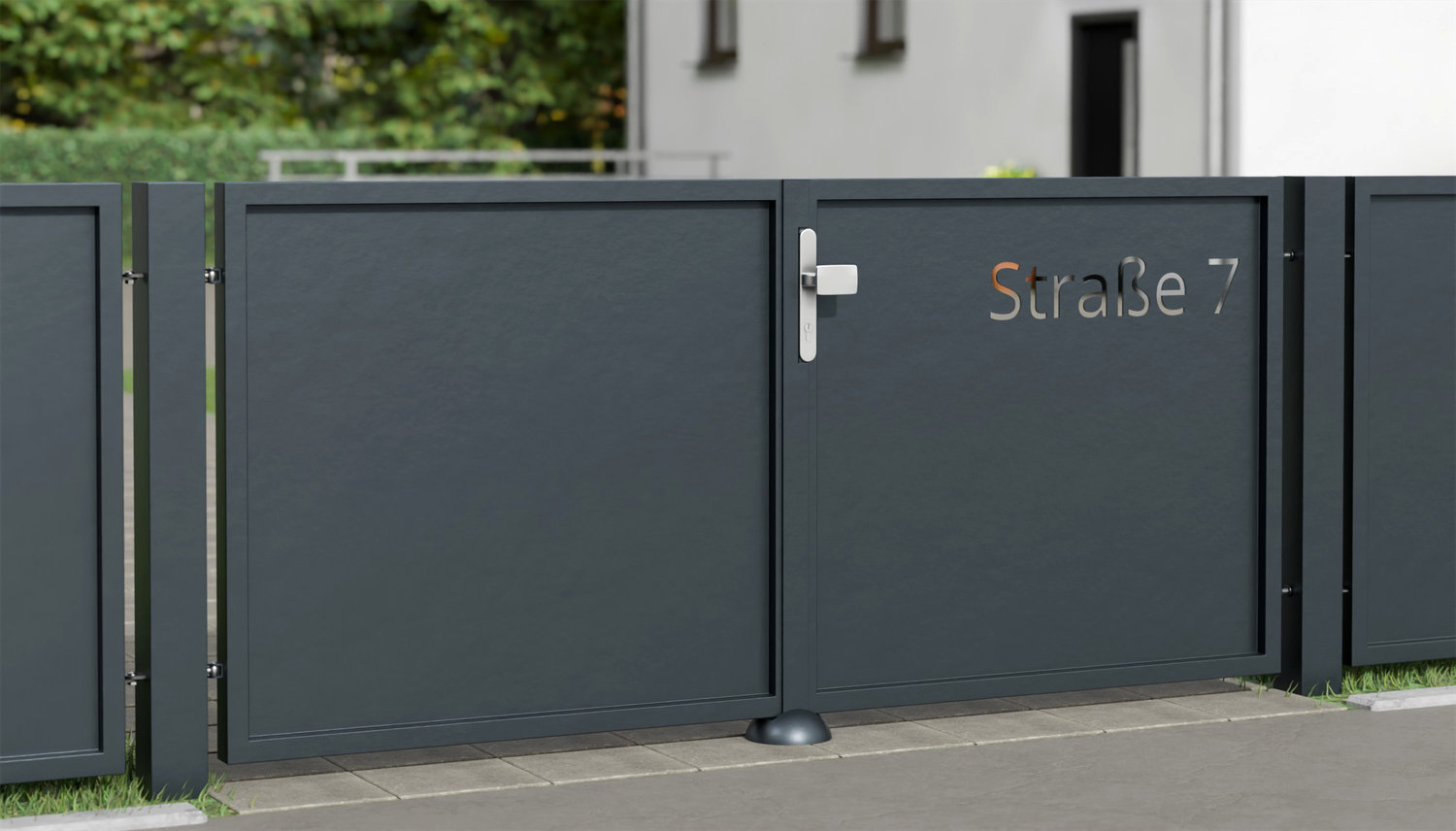 Tuinpoort aluminium 2-vleugelig privacyscherm STR, GE