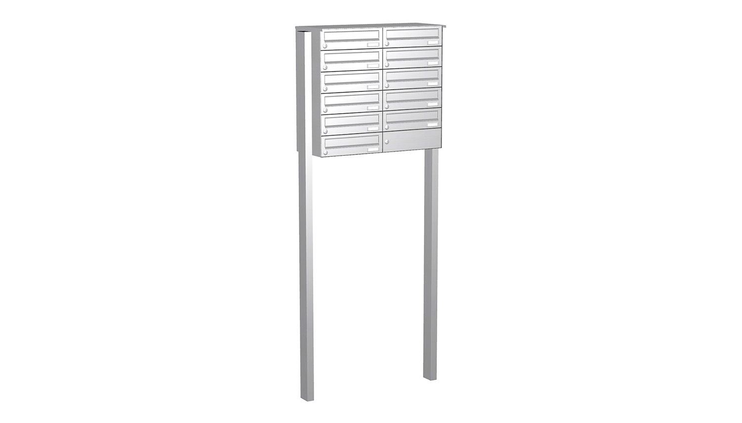 Briefkastenanlage | Freistehend | 11-fach | Waagerecht | Edelstahl