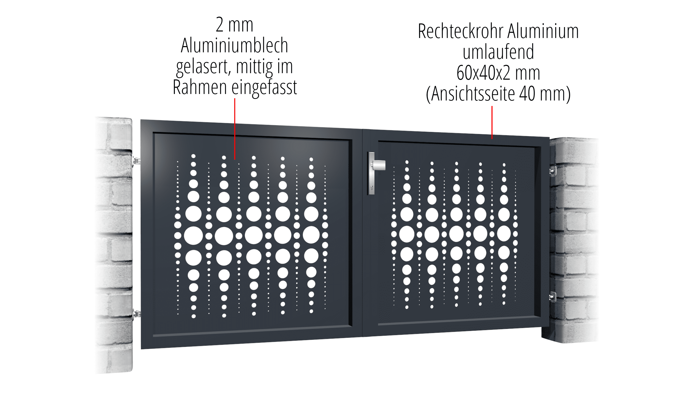 Tuinpoort aluminium 2-vleugelig lasergesneden ontwerp PE