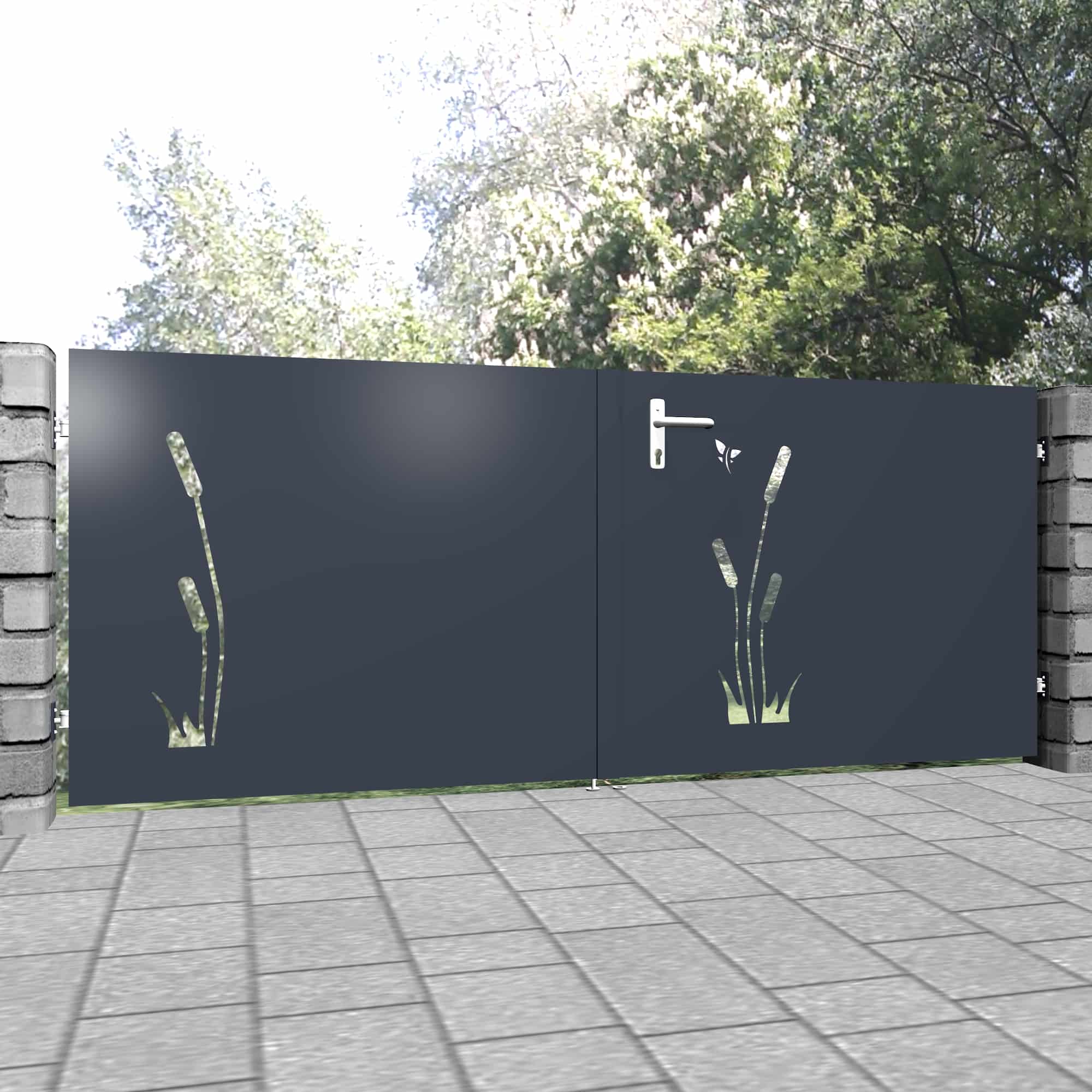 Tuinpoort aluminium 2-vleugelig privacyscherm SF, GE