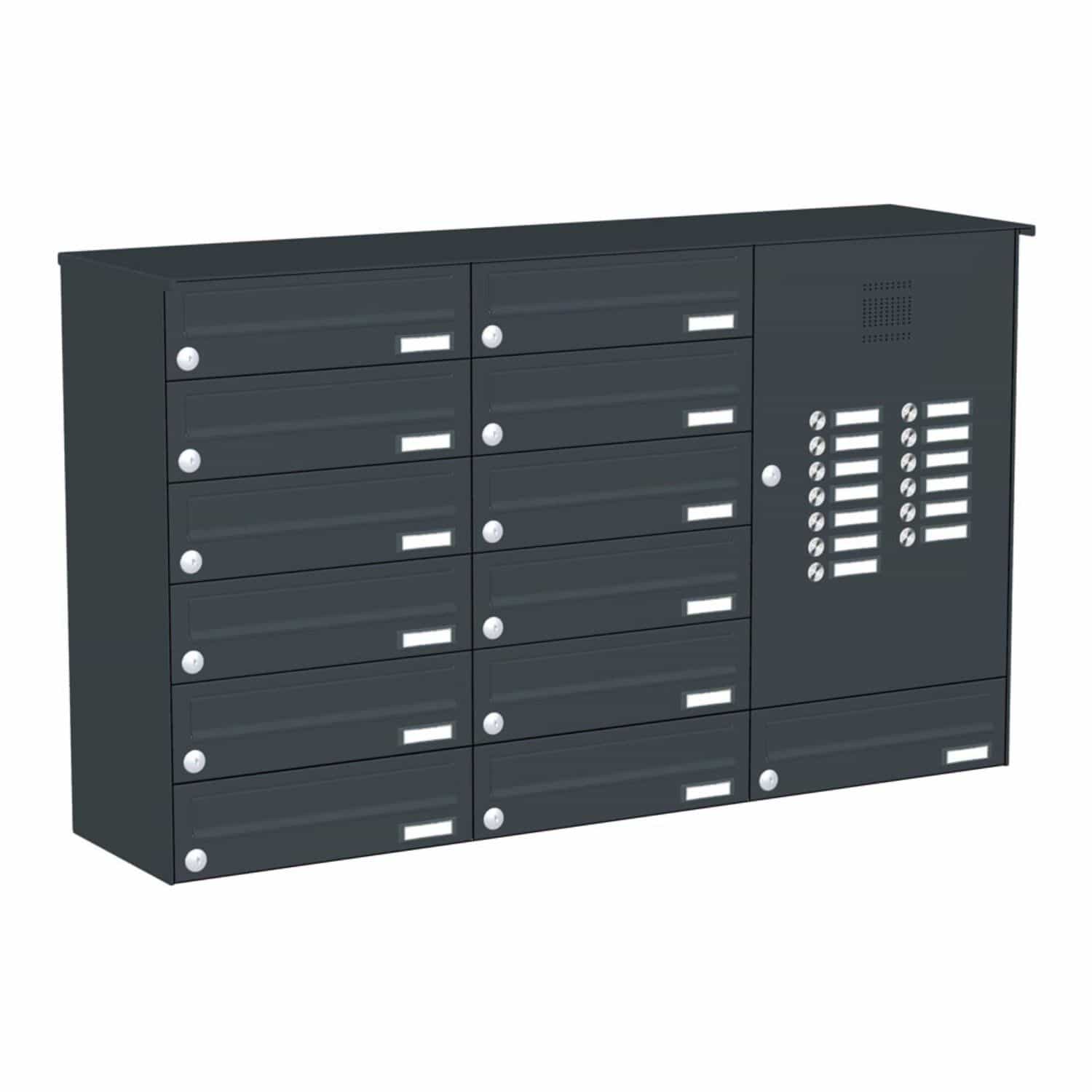 Briefkastenanlage | Aufputz | 13-fach | Waagerecht | Audio | Video | Farbe