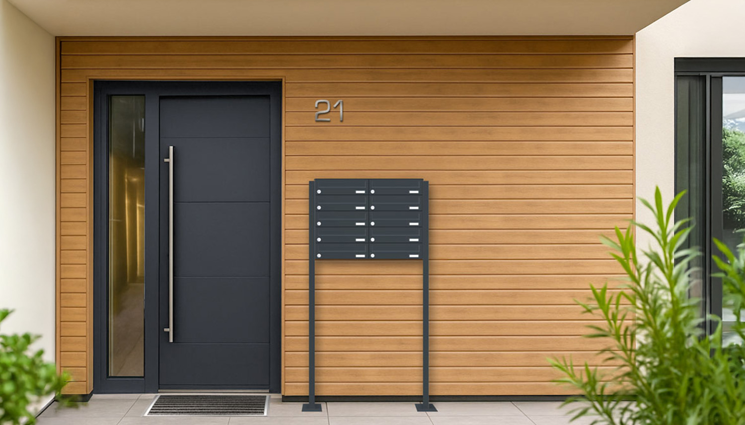 Briefkastenanlage | Freistehend | 10-fach | Waagerecht | Farbe