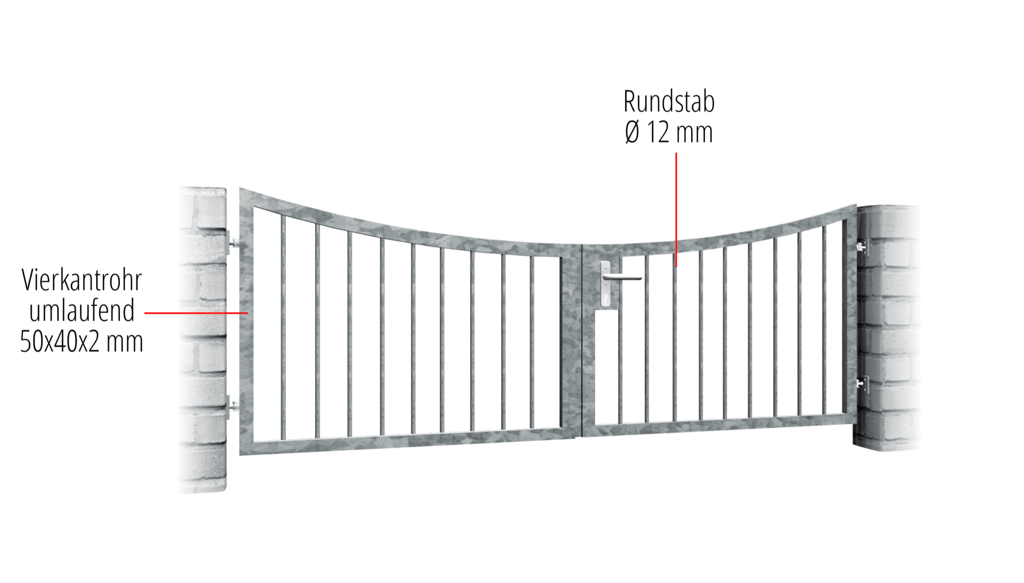 stout Zachtmoedigheid adverteren Verzinkte 2-vleugelige tuinpoort "Massiv2" onder boog | metallbau-onlineshop.de stout Zachtmoedigheid adverteren Verzinkte 2-vleugelige tuinpoort "Massiv2" onder boog | metallbau-onlineshop.de