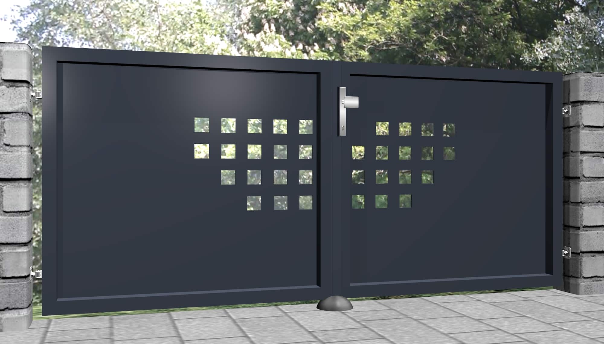 Tuinpoort aluminium 2-vleugelig privacyscherm QLH, GE