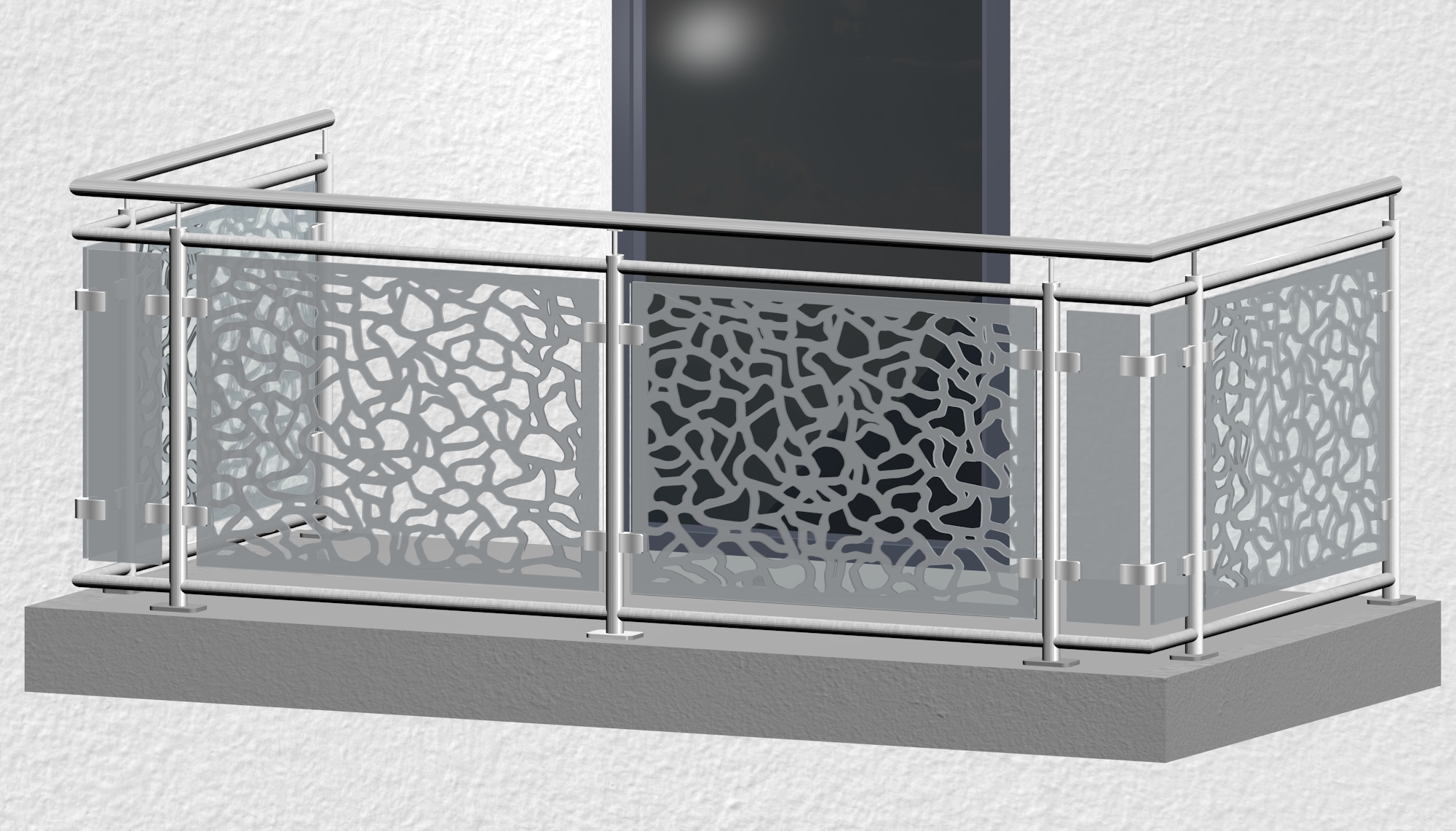Balkonhek roestvrij staal ontwerp glas AB 2
