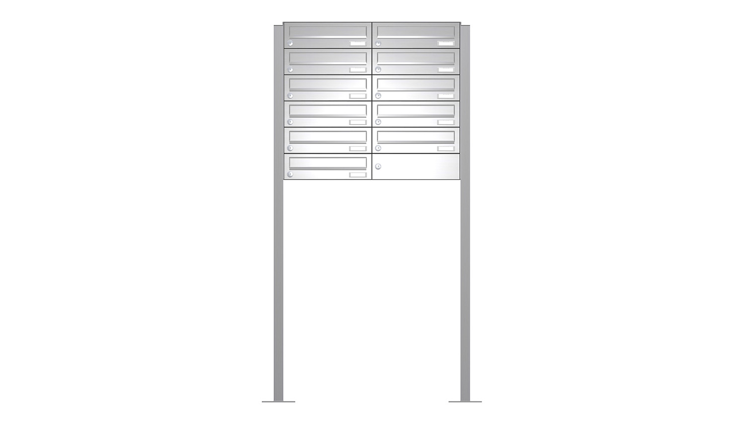 Briefkastenanlage | Freistehend | 11-fach | Waagerecht | Edelstahl