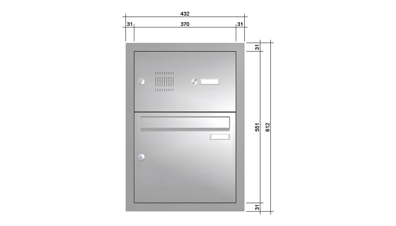 Briefkastenanlage | Unterputz | 1-fach | Senkrecht | Audio | Video | Edelstahl