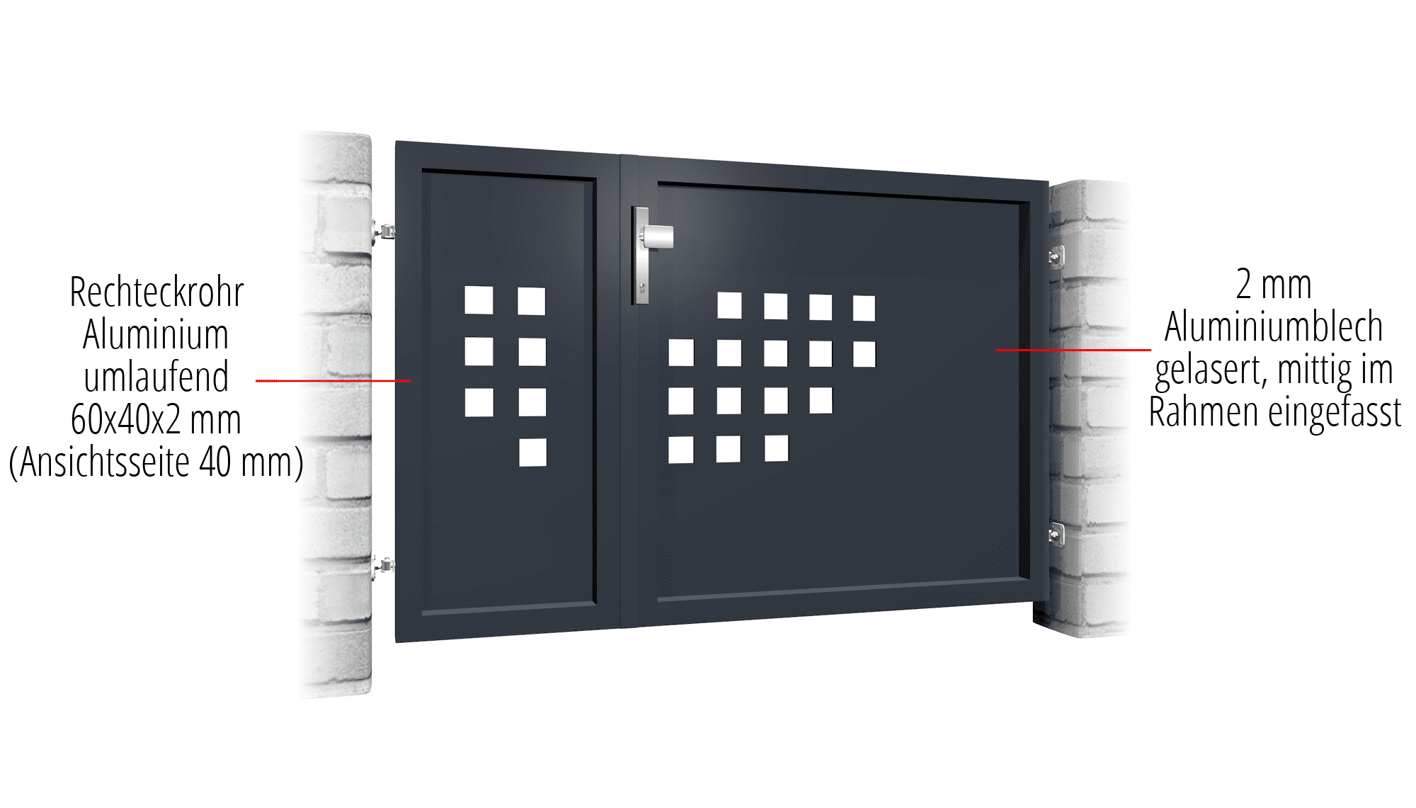 Tuindeur aluminium 2-vleugelig privacyscherm QLH, GE