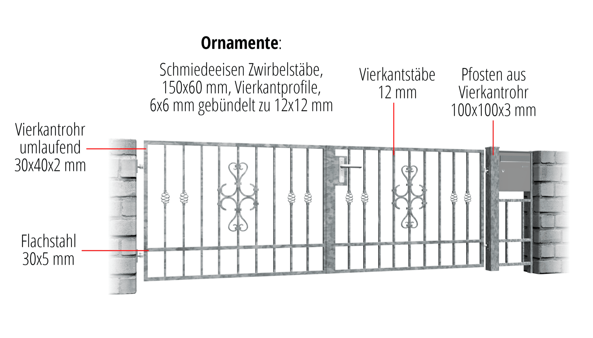 Verzinkte tuinpoort 2-vleugelig, GE, BK