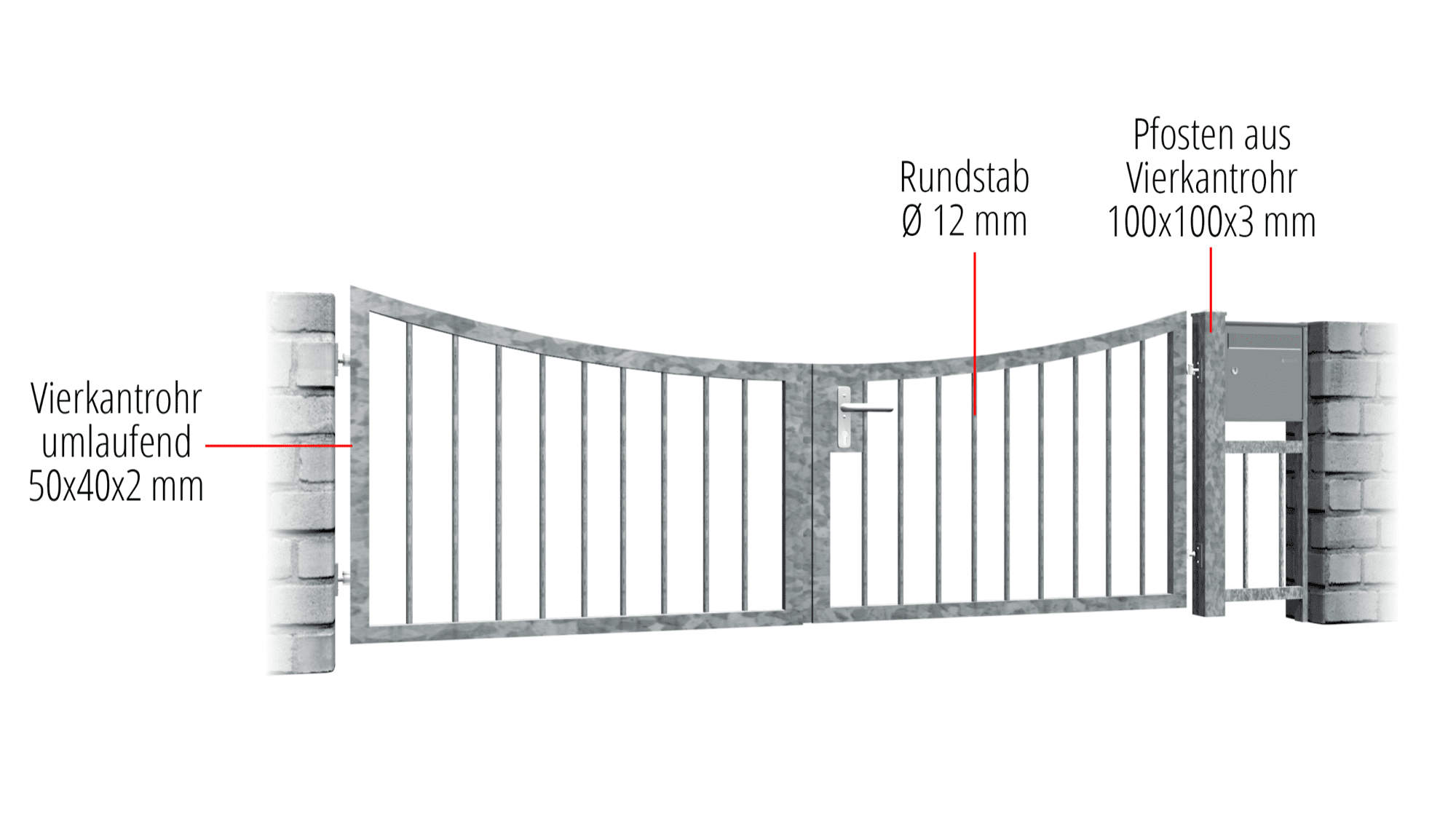 Tuinpoort verzinkt 2-vleugelig Massive 2, UB, BK