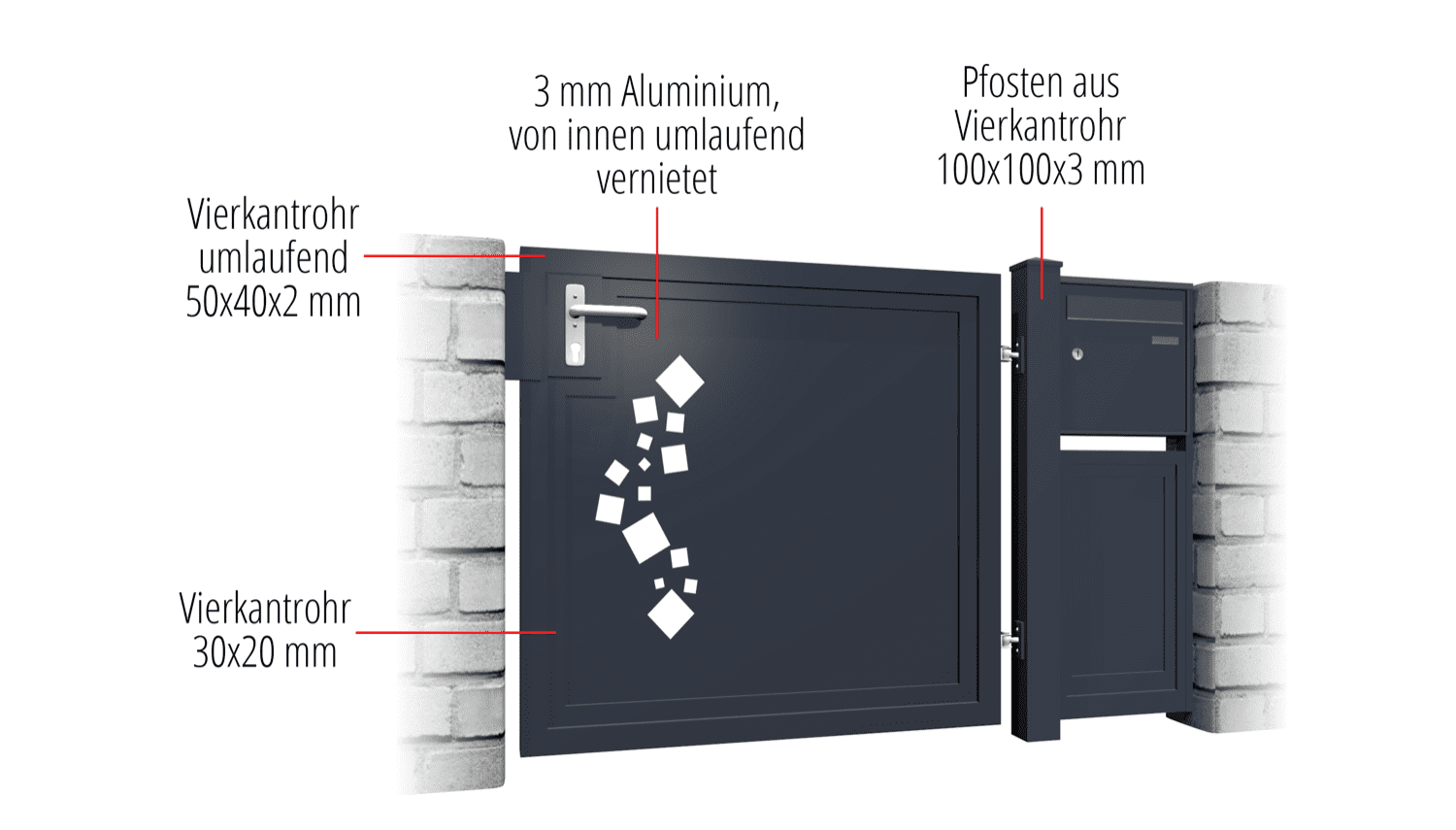 Tuindeur aluminium 1-vleugelig privacyscherm QE, GE, BK