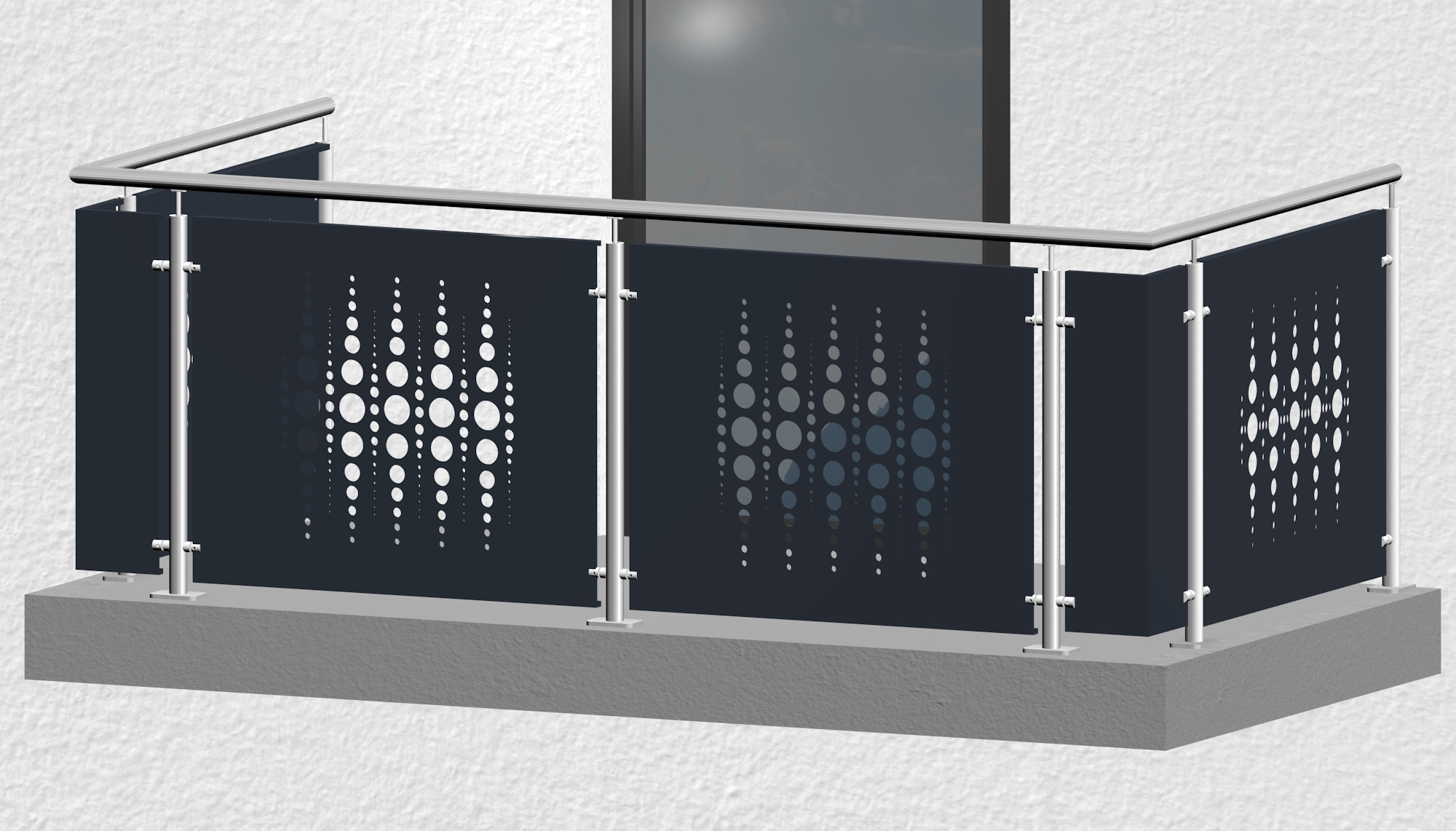 Balkonhek roestvrij staal ontwerp PE