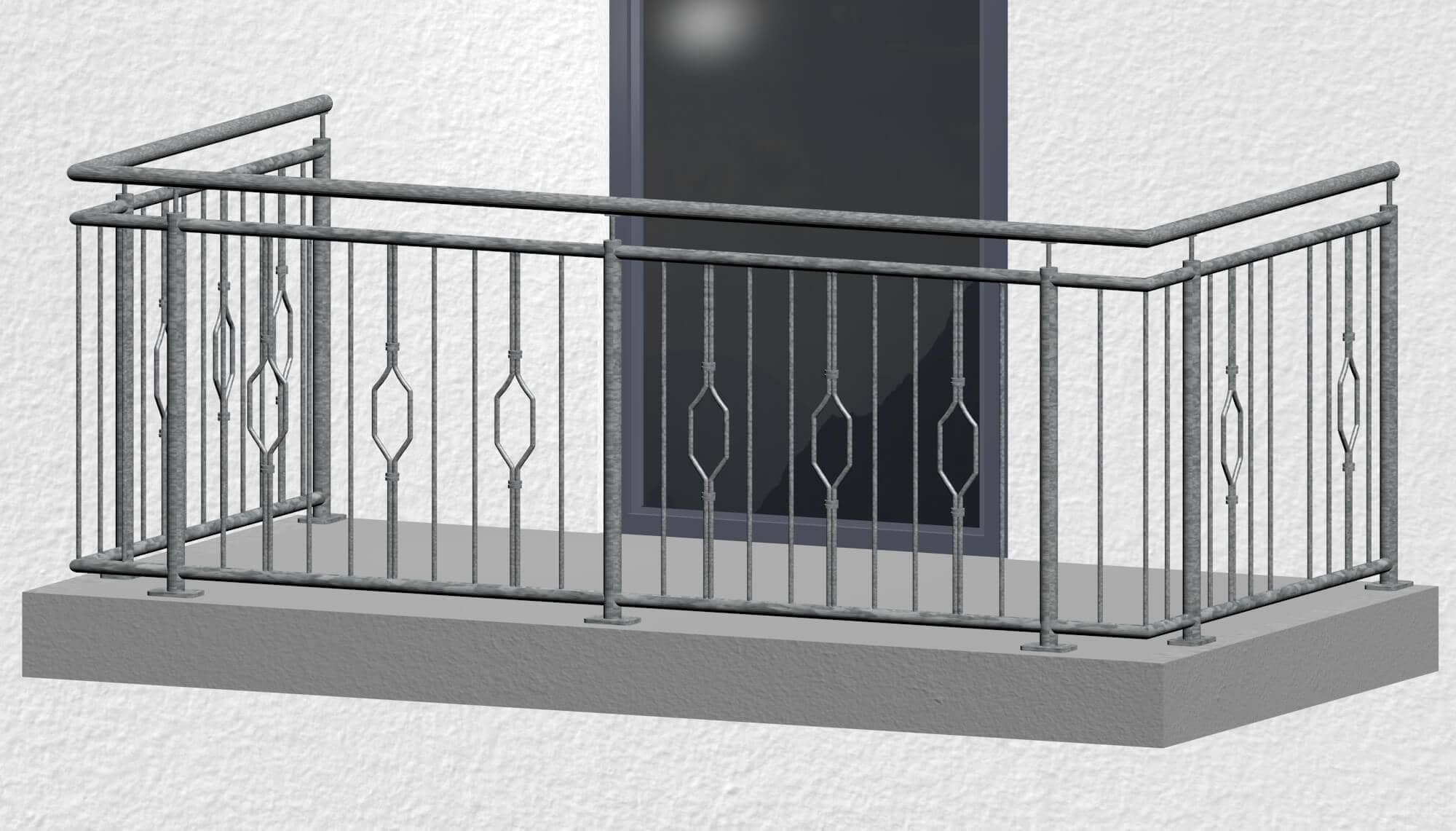 Balkonhek verzinkt 6-hoekig Driedubbel Ornament 