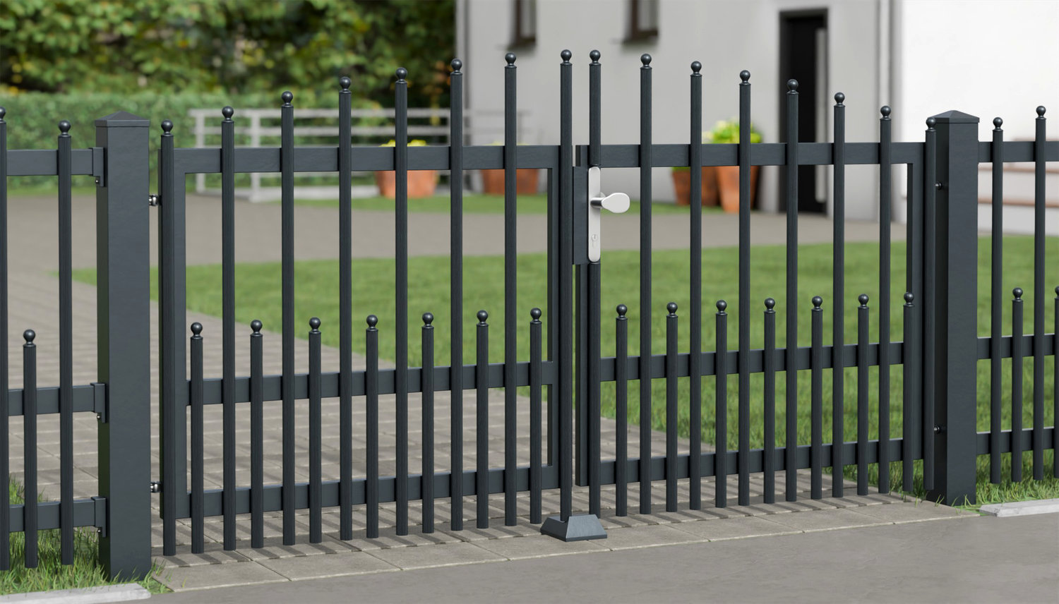 Tuinpoort aluminium 2-vleugelig palissade DPP Elegant, OB