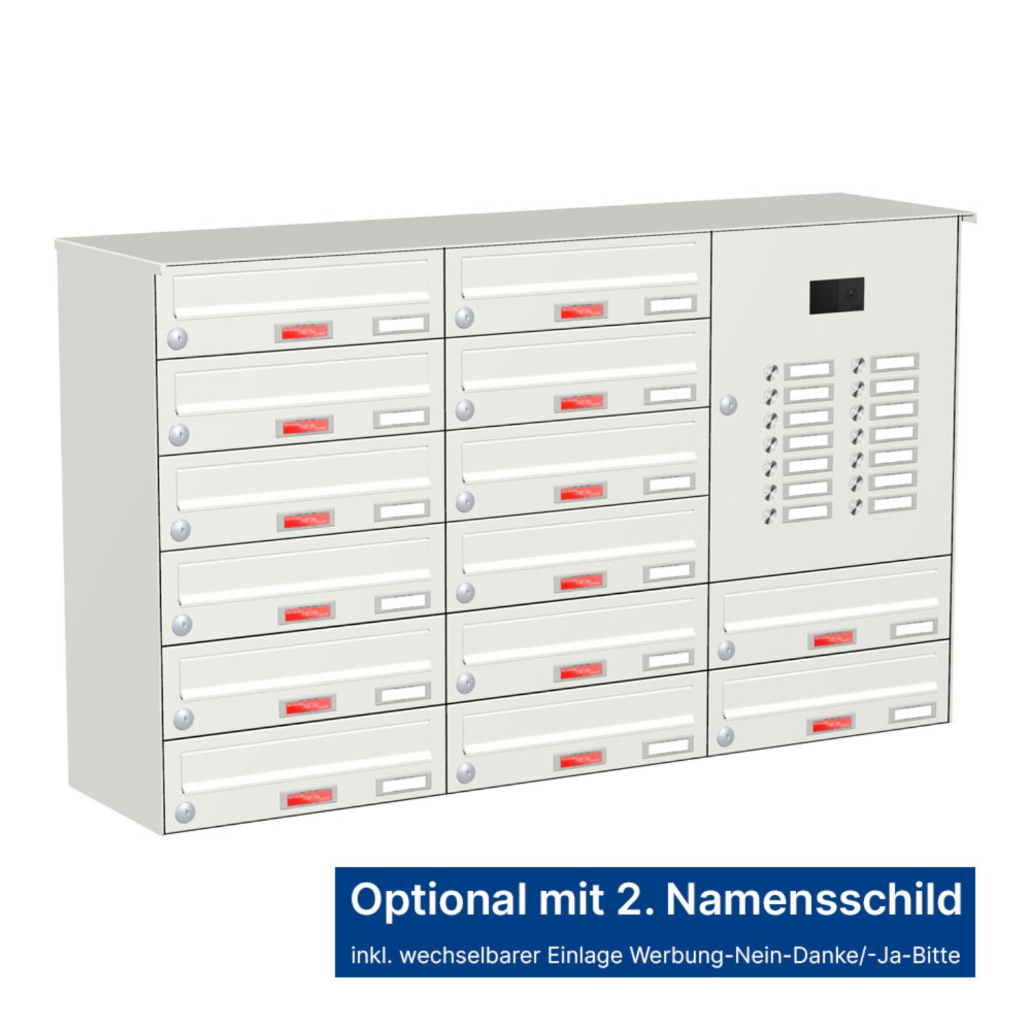 Briefkastenanlage | Aufputz | 14-fach | Waagerecht | Audio | Video | Farbe