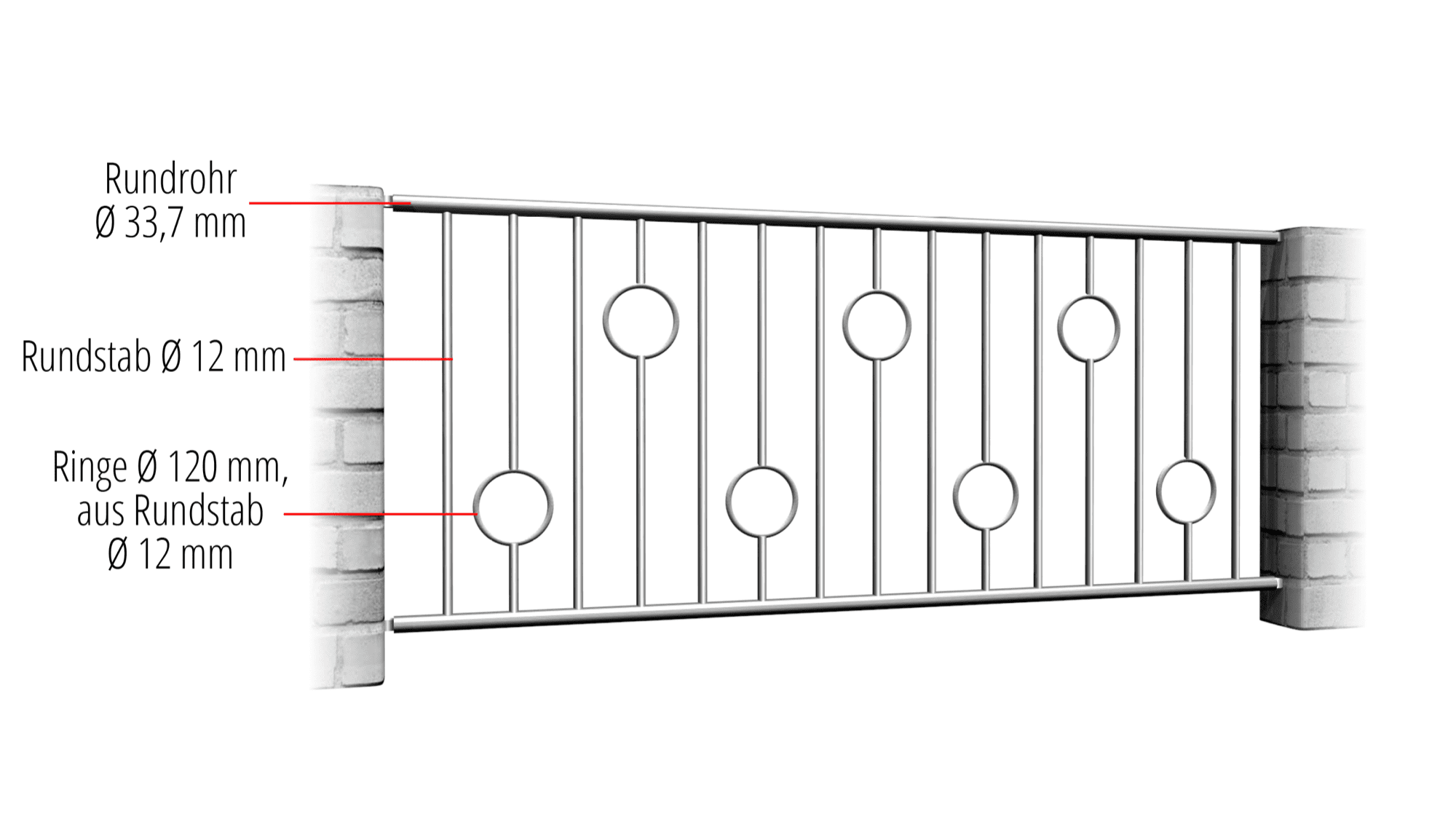 Tuinafscheiding roestvrij staal Cirkel staaf, GE