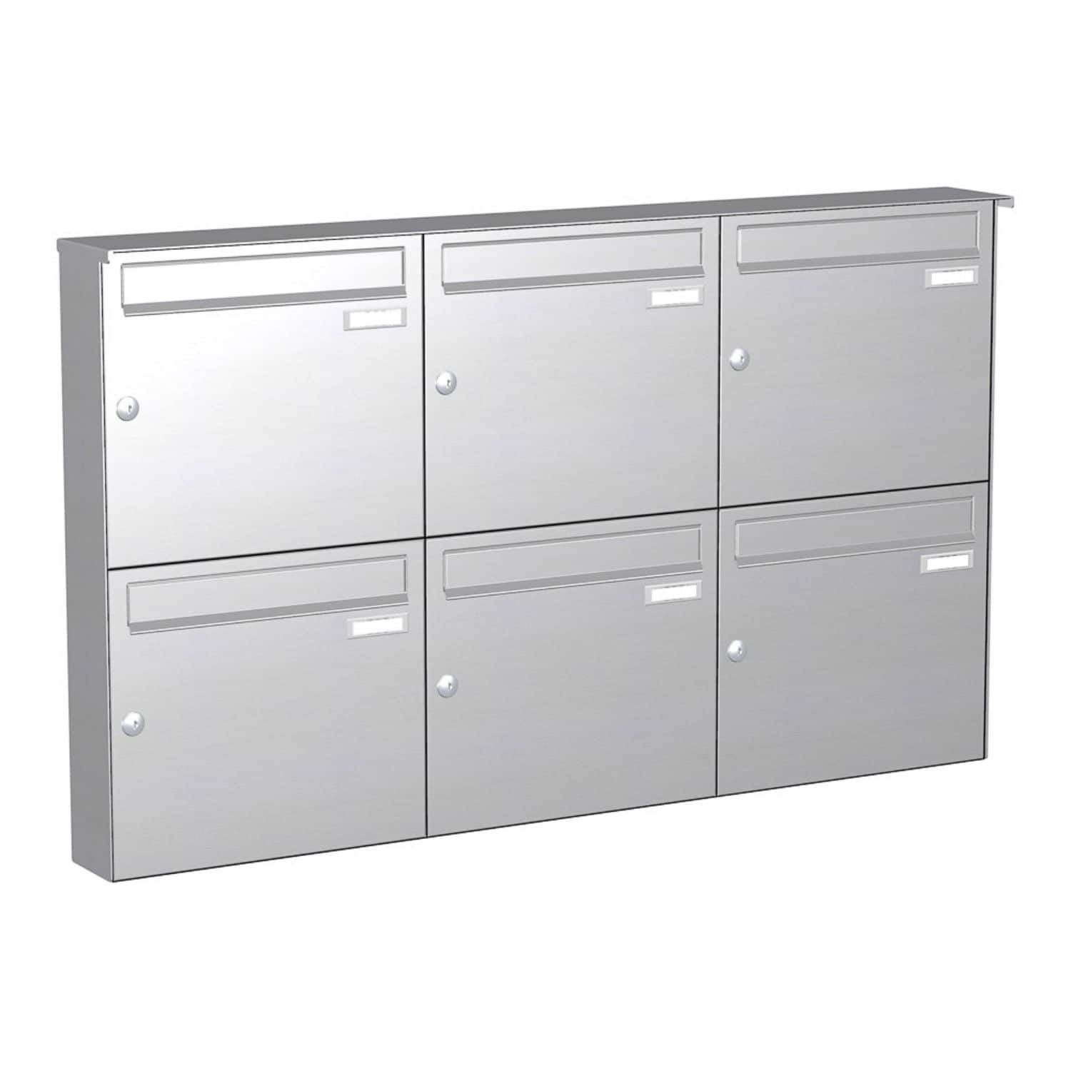 Briefkastenanlage | Aufputz | 6-fach | Senkrecht | Edelstahl
