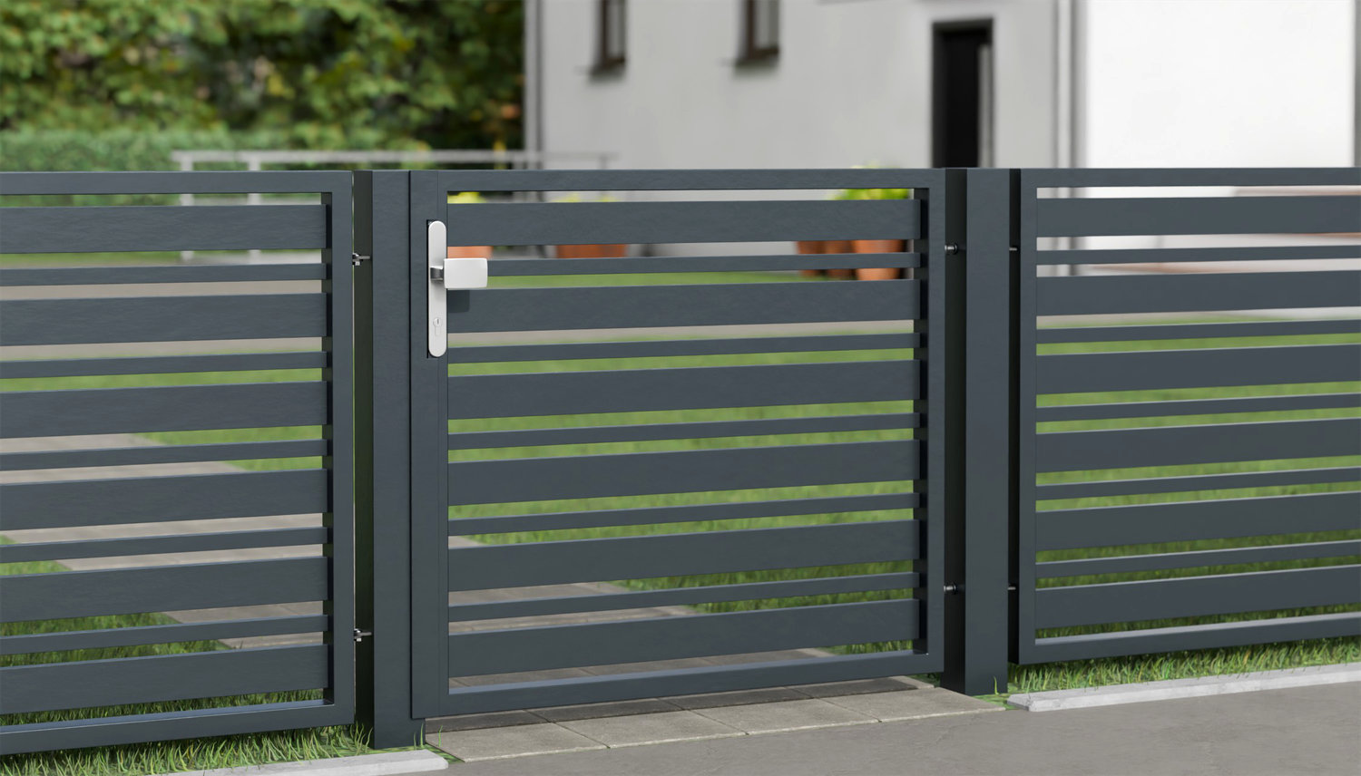 Tuindeur aluminium 1-vleugelig privacyscherm lamellen 2, GE