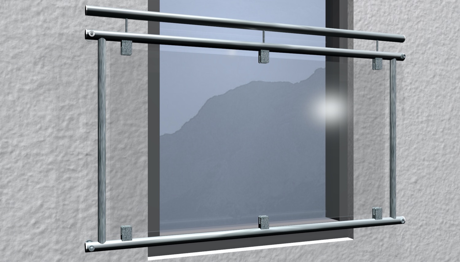 Frans balkon verzinkt helder glas