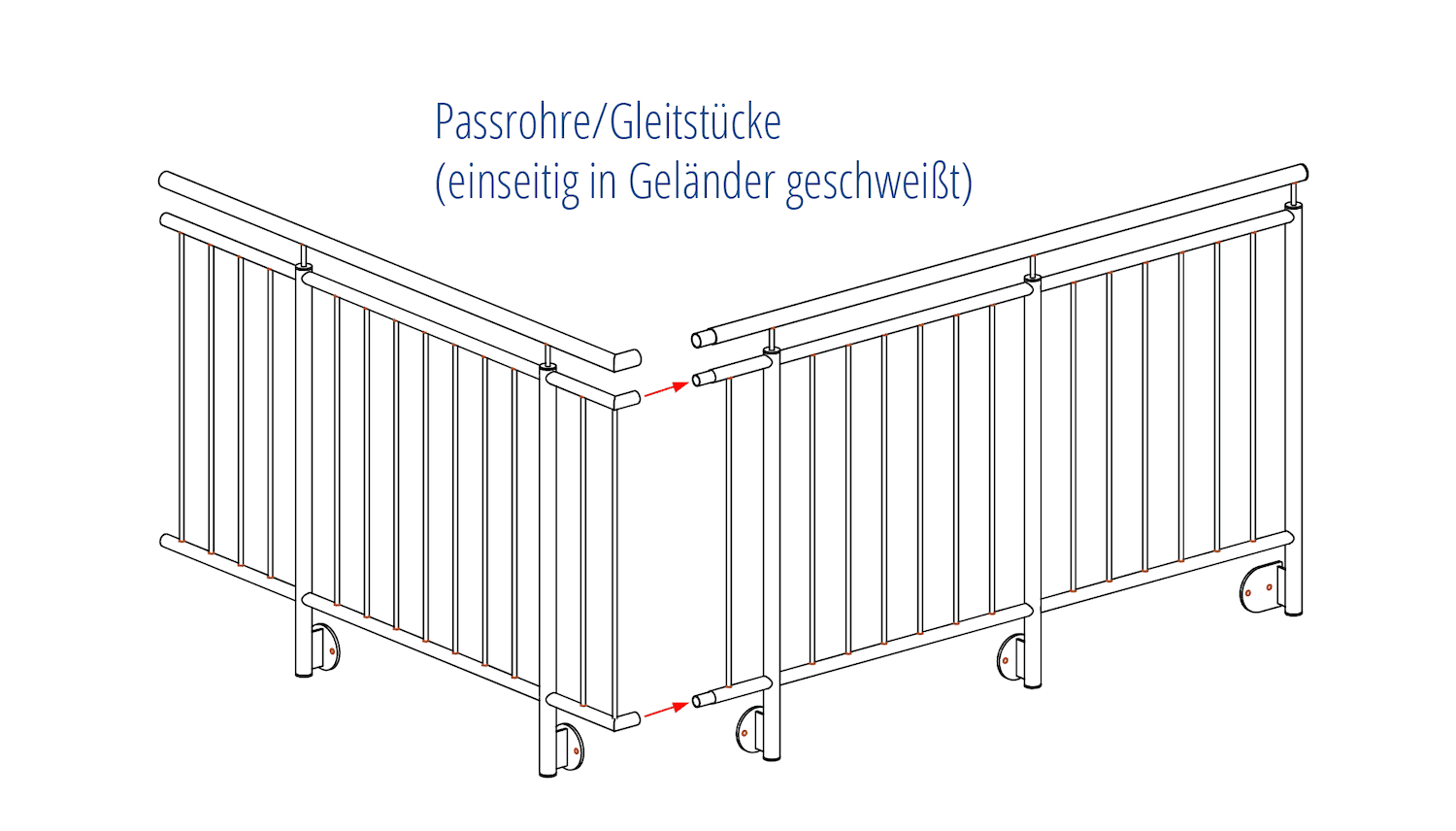 Balkonhek roestvrij staal single V