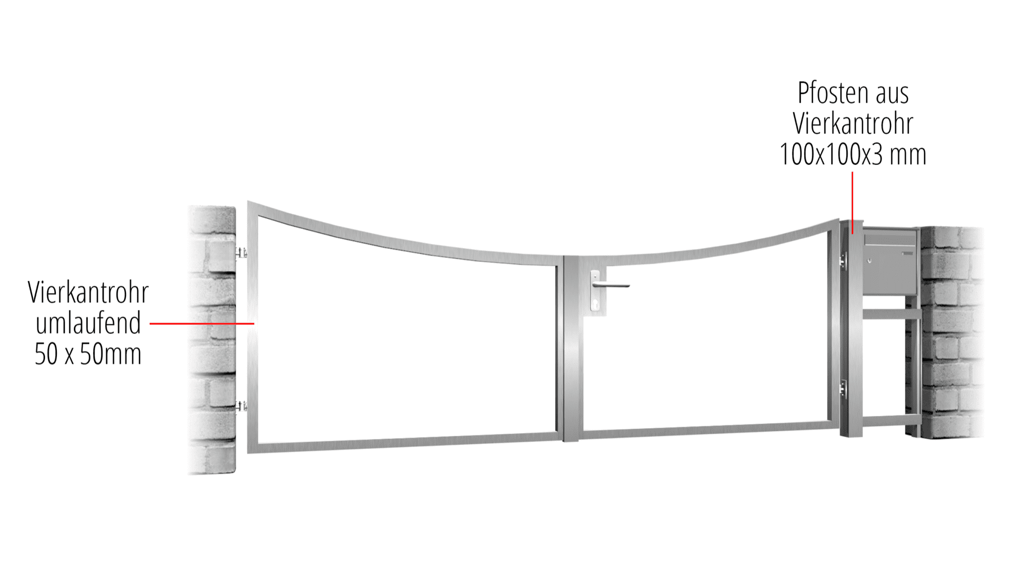 Tuinpoort roestvrij staal 2-vleugelig eigen invulling, UB, BK