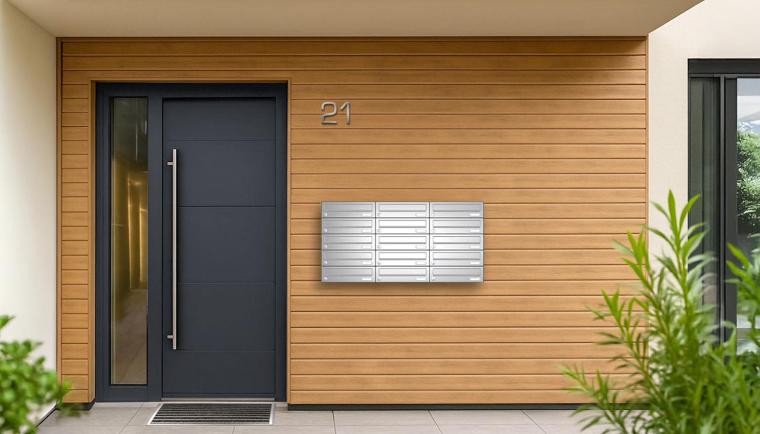 Briefkastenanlage | Aufputz | 15-fach | Waagerecht | Edelstahl