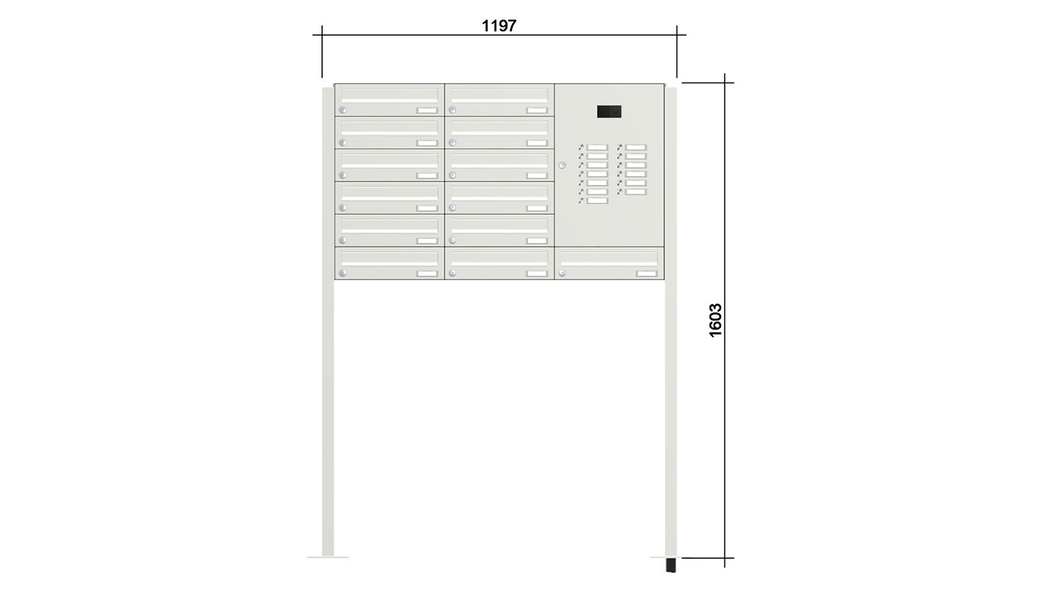 Briefkastenanlage | Freistehend | 13-fach | Waagerecht | Audio | Video | Farbe