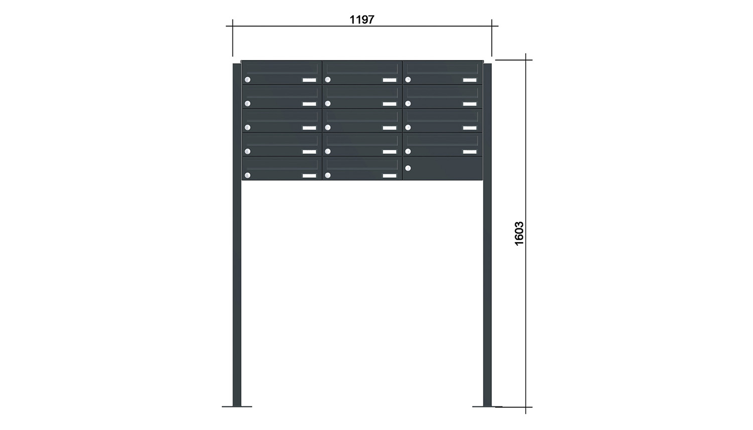 Briefkastenanlage | Freistehend | 14-fach | Waagerecht | Farbe
