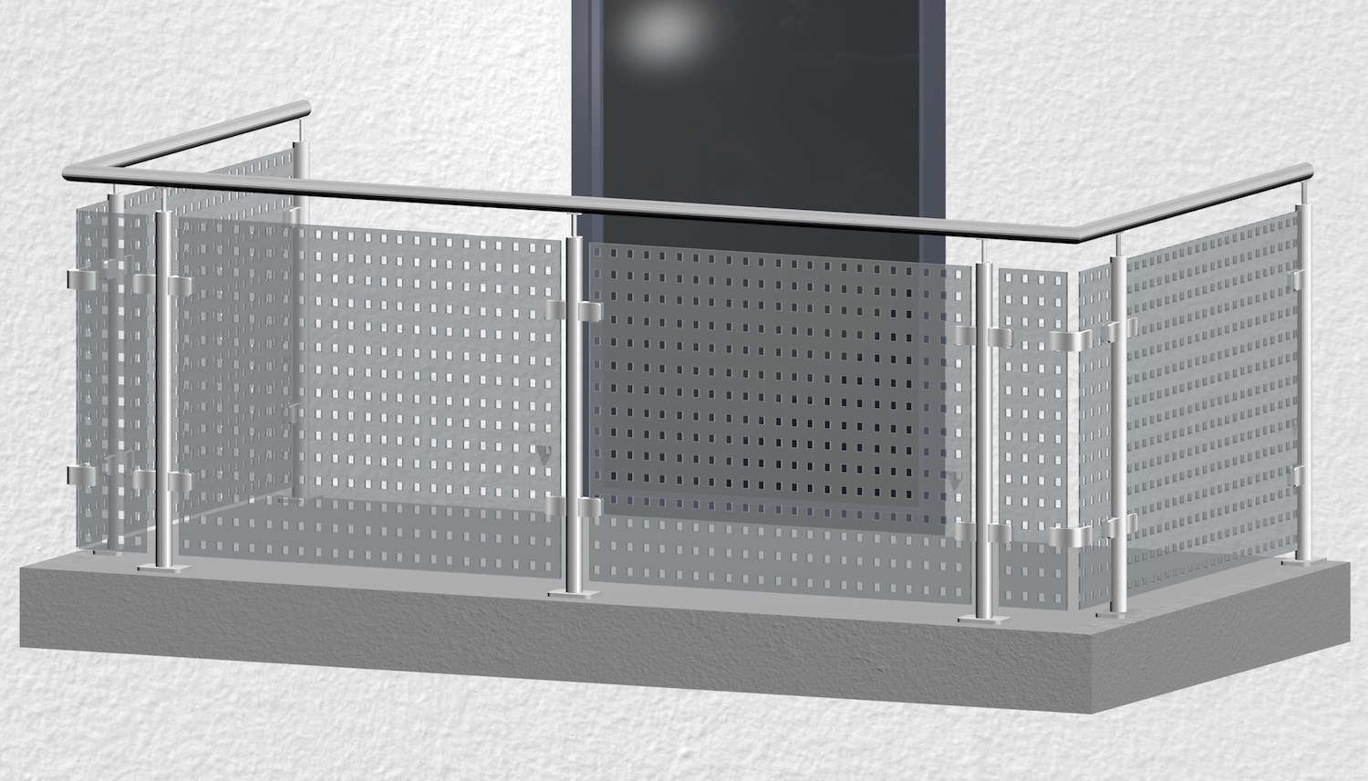 Balkonhek roestvrij staal ontwerp glas MC MO