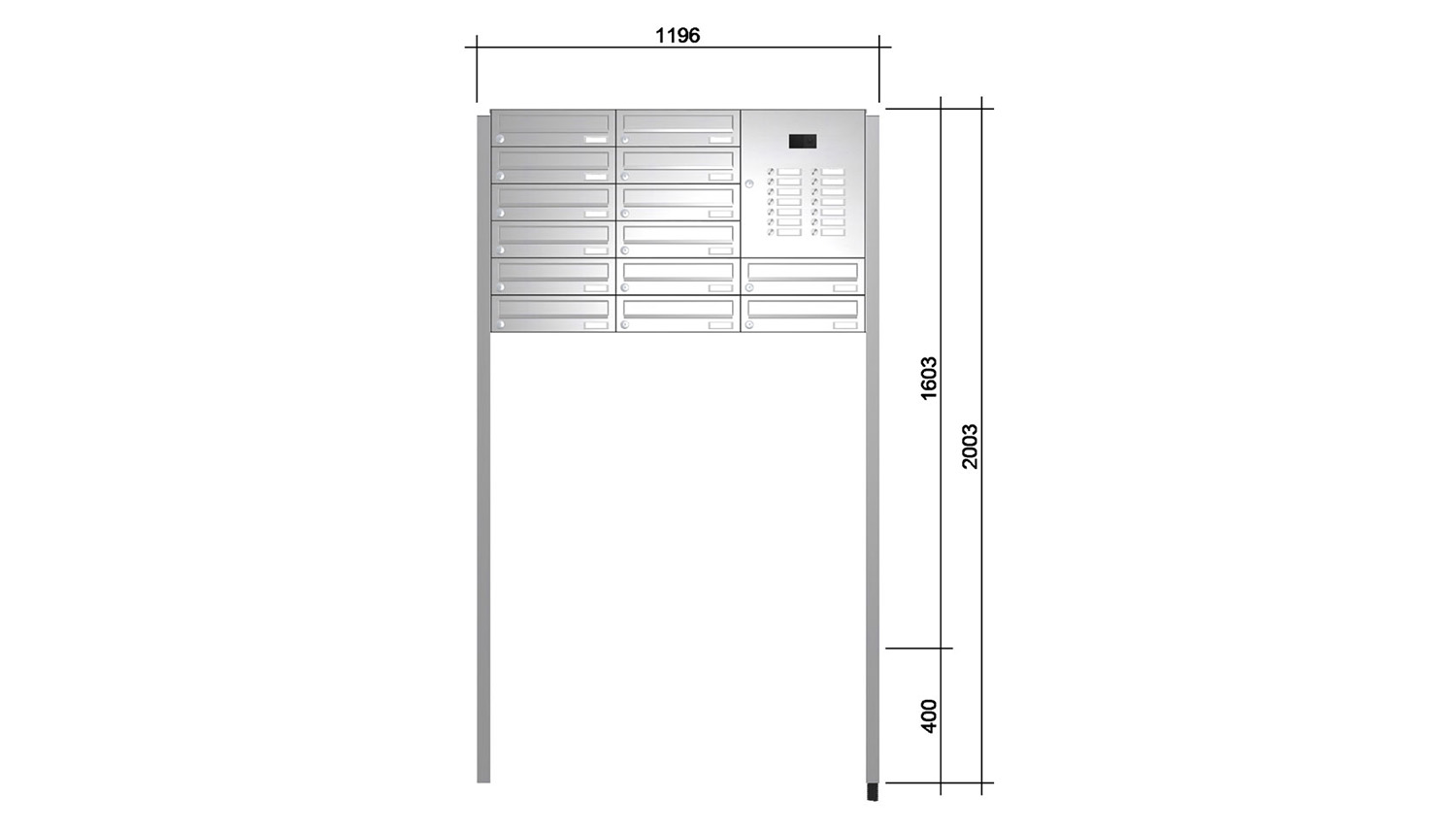 Briefkastenanlage | Freistehend | 14-fach | Waagerecht | Audio | Video | Edelstahl
