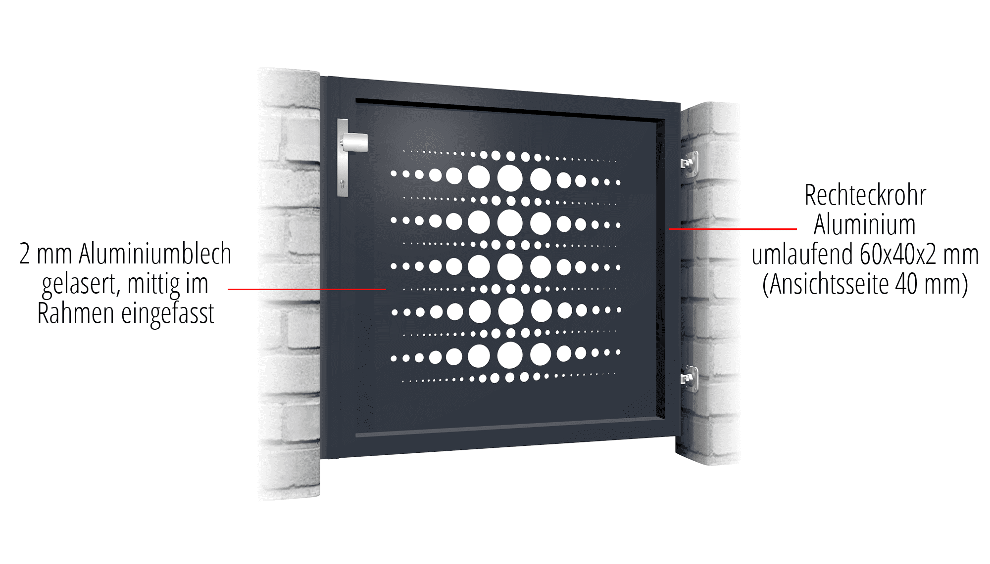 Tuindeur aluminium 1-vleugelig lasergesneden ontwerp PE 2