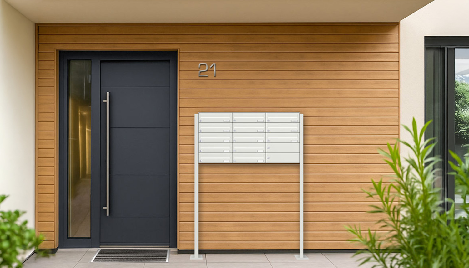 Briefkastenanlage | Freistehend | 13-fach | Waagerecht | Farbe