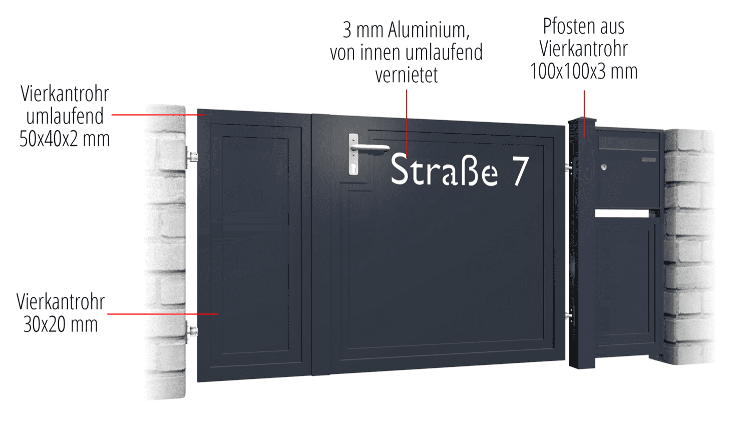 Tuindeur aluminium 2-vleugelig privacyscherm STR, GE, BK