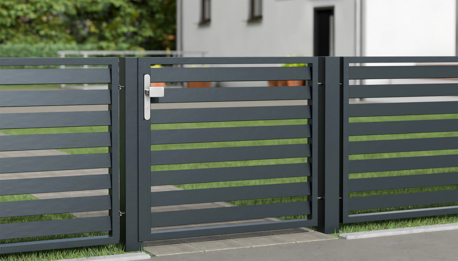 Tuindeur aluminium 1-vleugelig privacyscherm lamellen schuin, GE