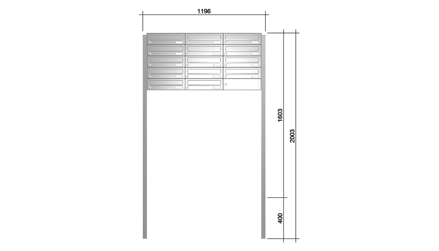 Briefkastenanlage | Freistehend | 14-fach | Waagerecht | Edelstahl