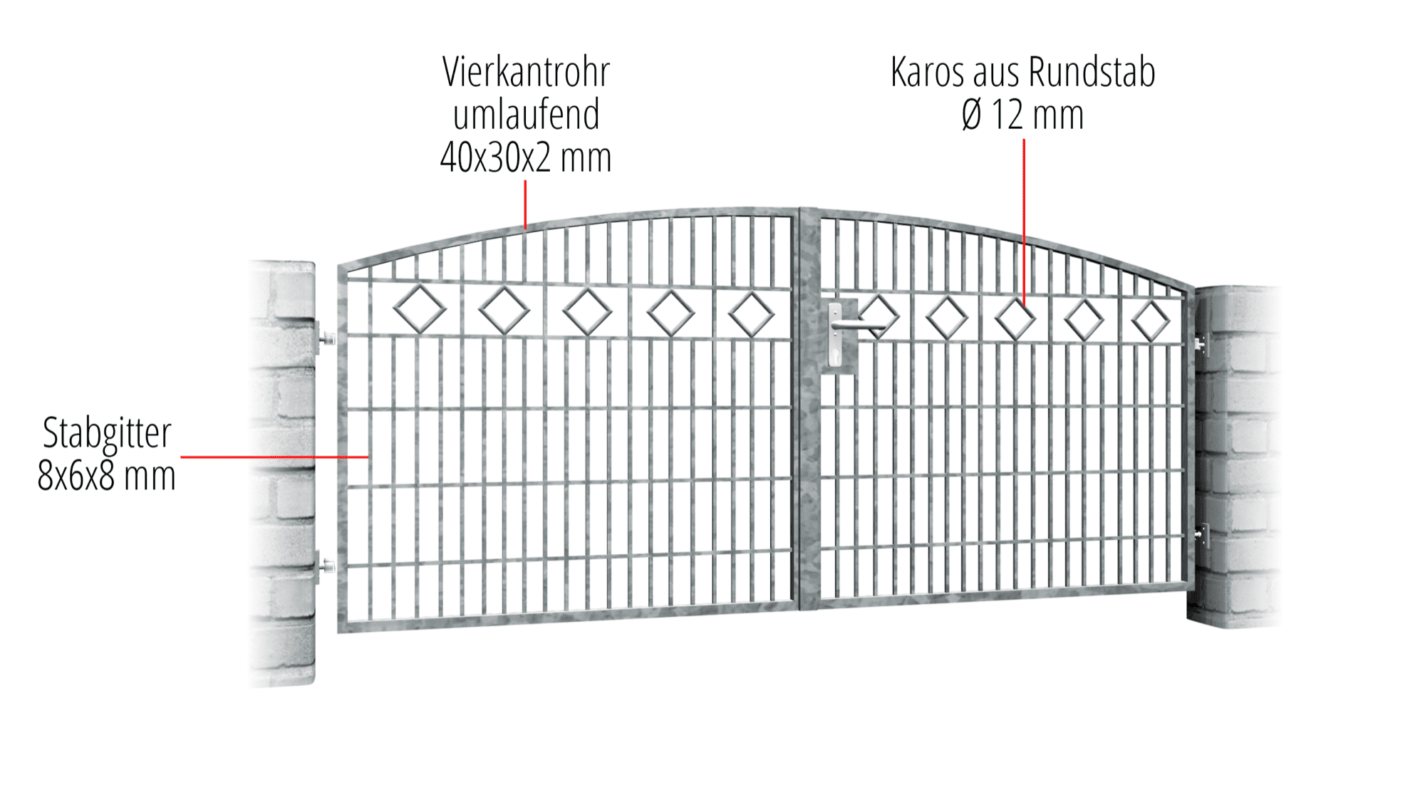 Tuinpoort verzinkt 2-vleugelig Karo serie, OB