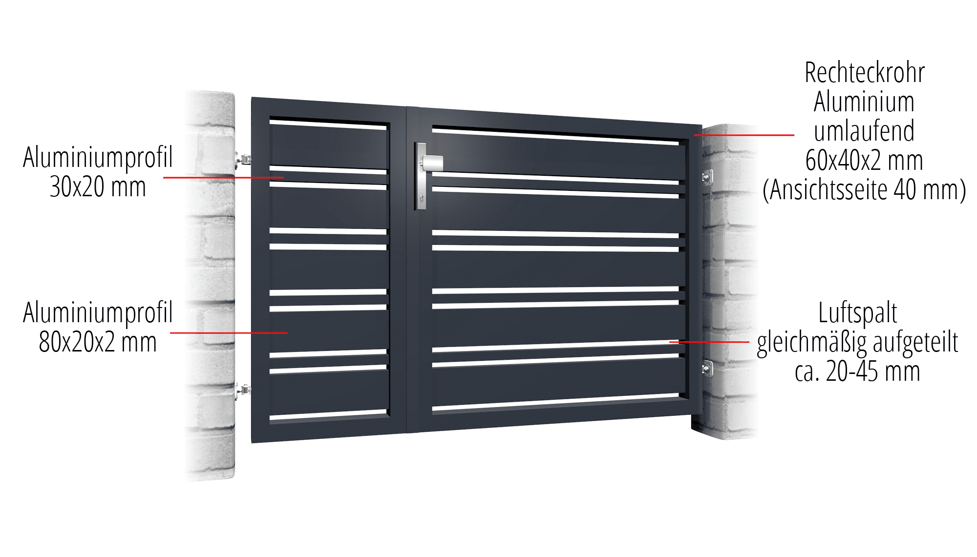 Tuindeur aluminium 2-vleugelig privacyscherm, GE