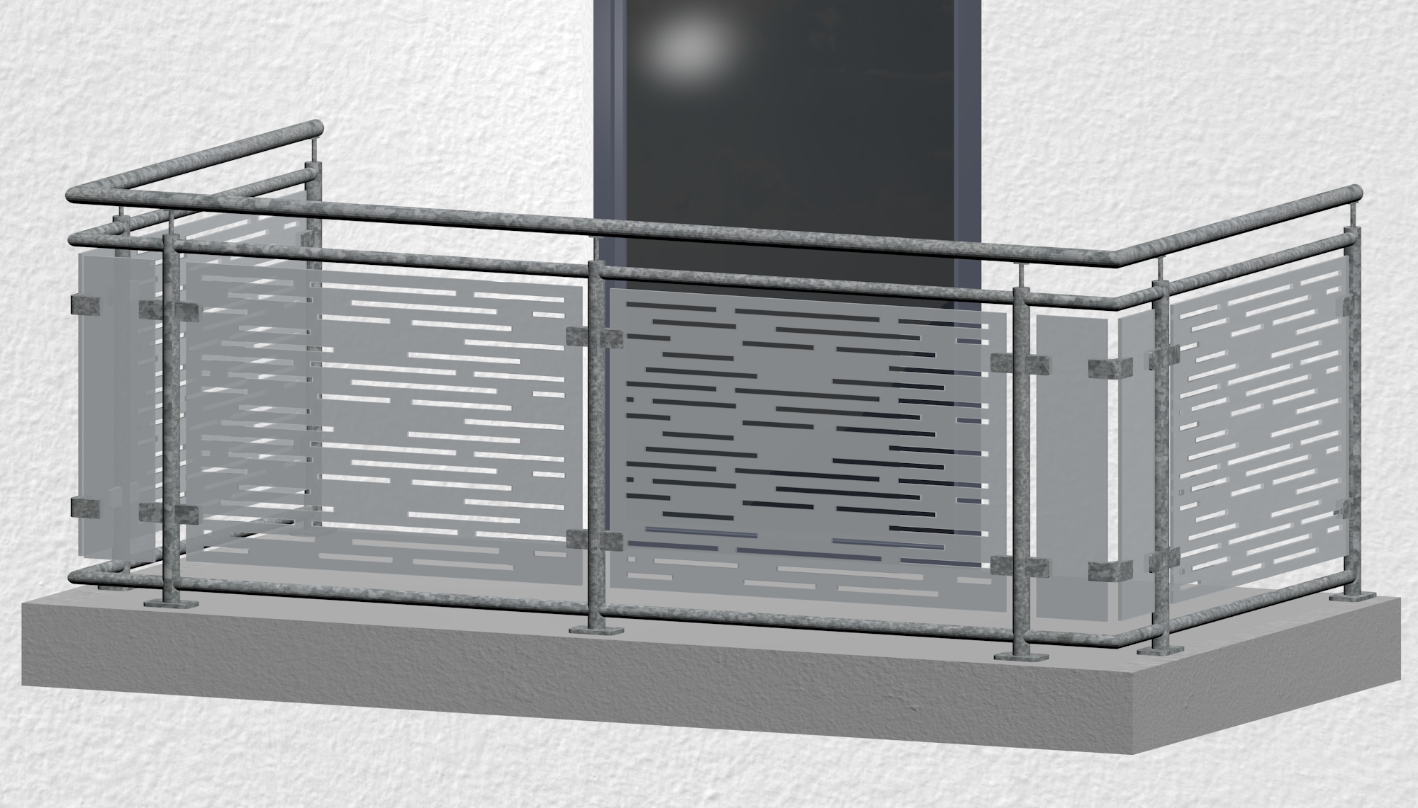 Balkonhek verzinkt Design glas SF HO