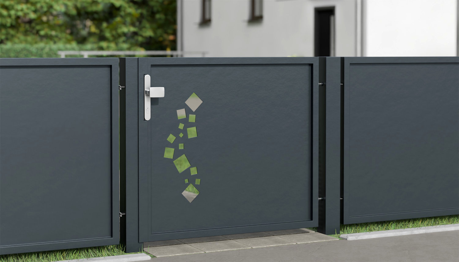 Tuindeur aluminium 1-vleugelig privacyscherm QE, GE