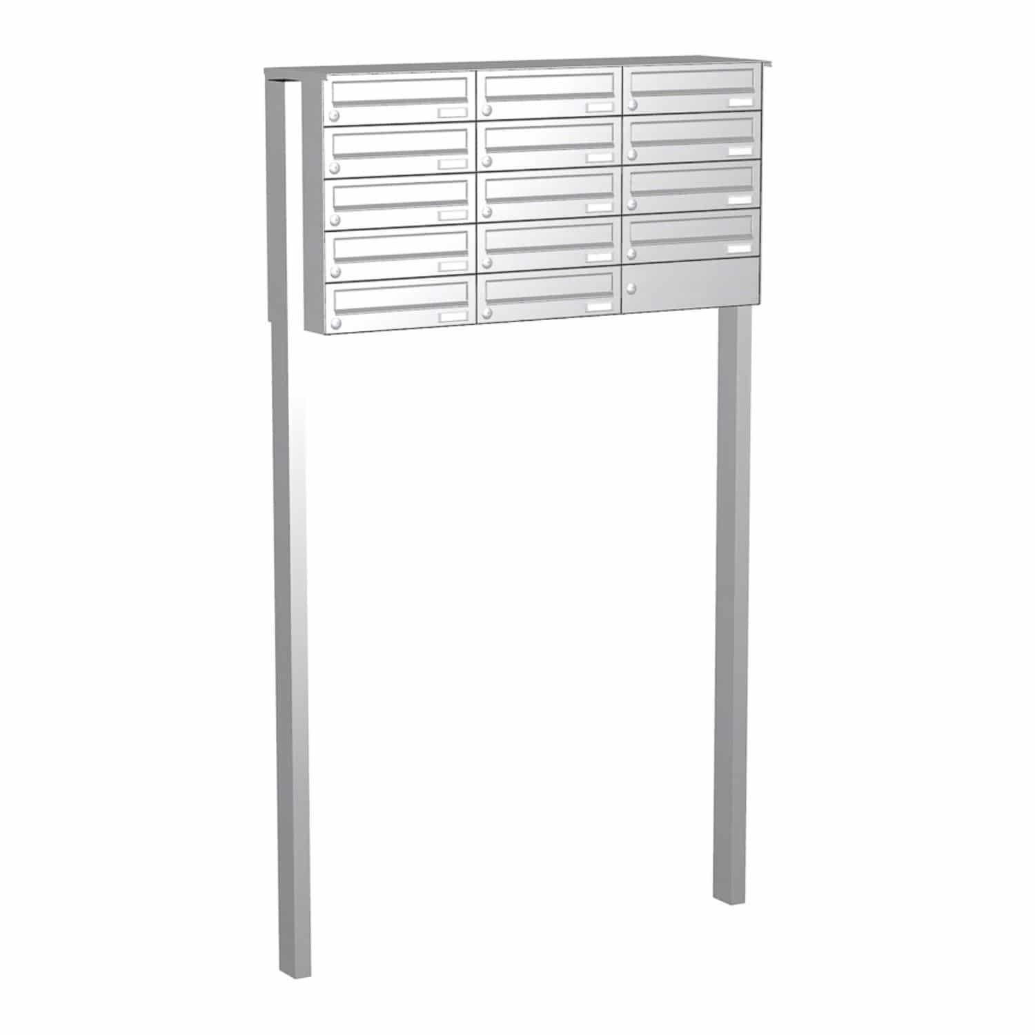 Briefkastenanlage | Freistehend | 14-fach | Waagerecht | Edelstahl