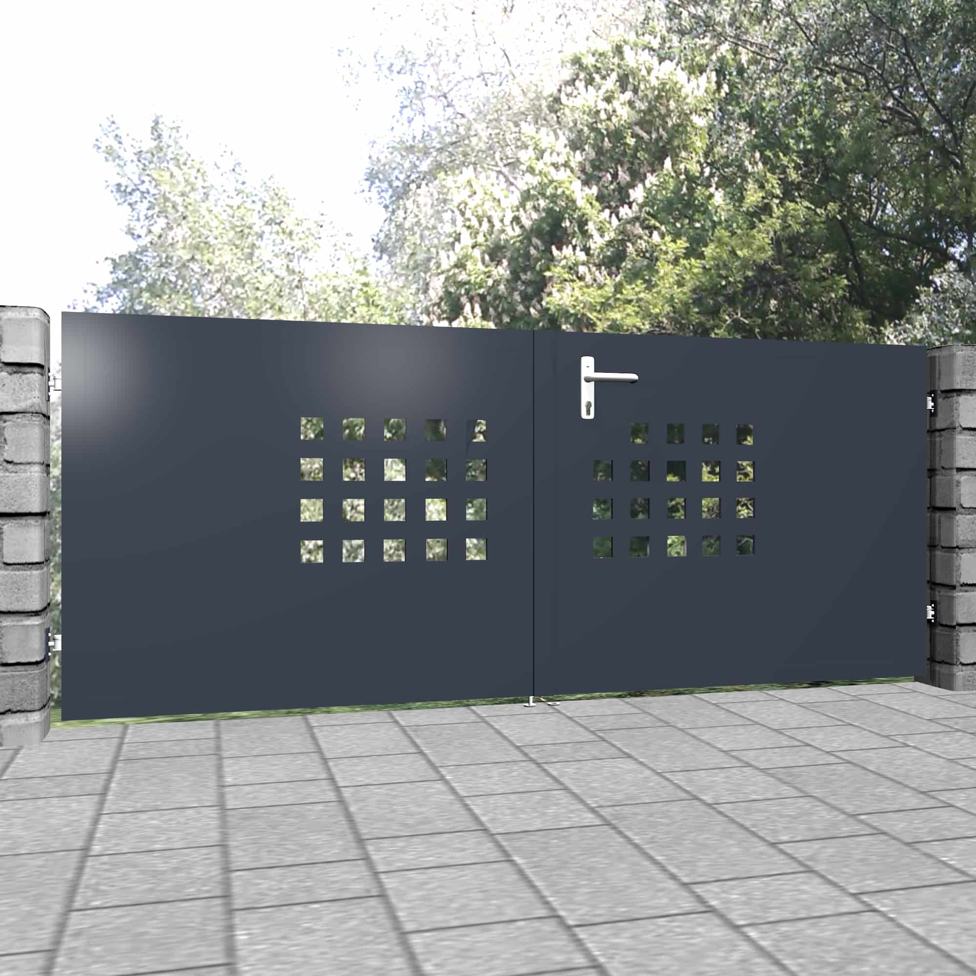 Tuinpoort aluminium 2-vleugelig privacyscherm QLR, GE