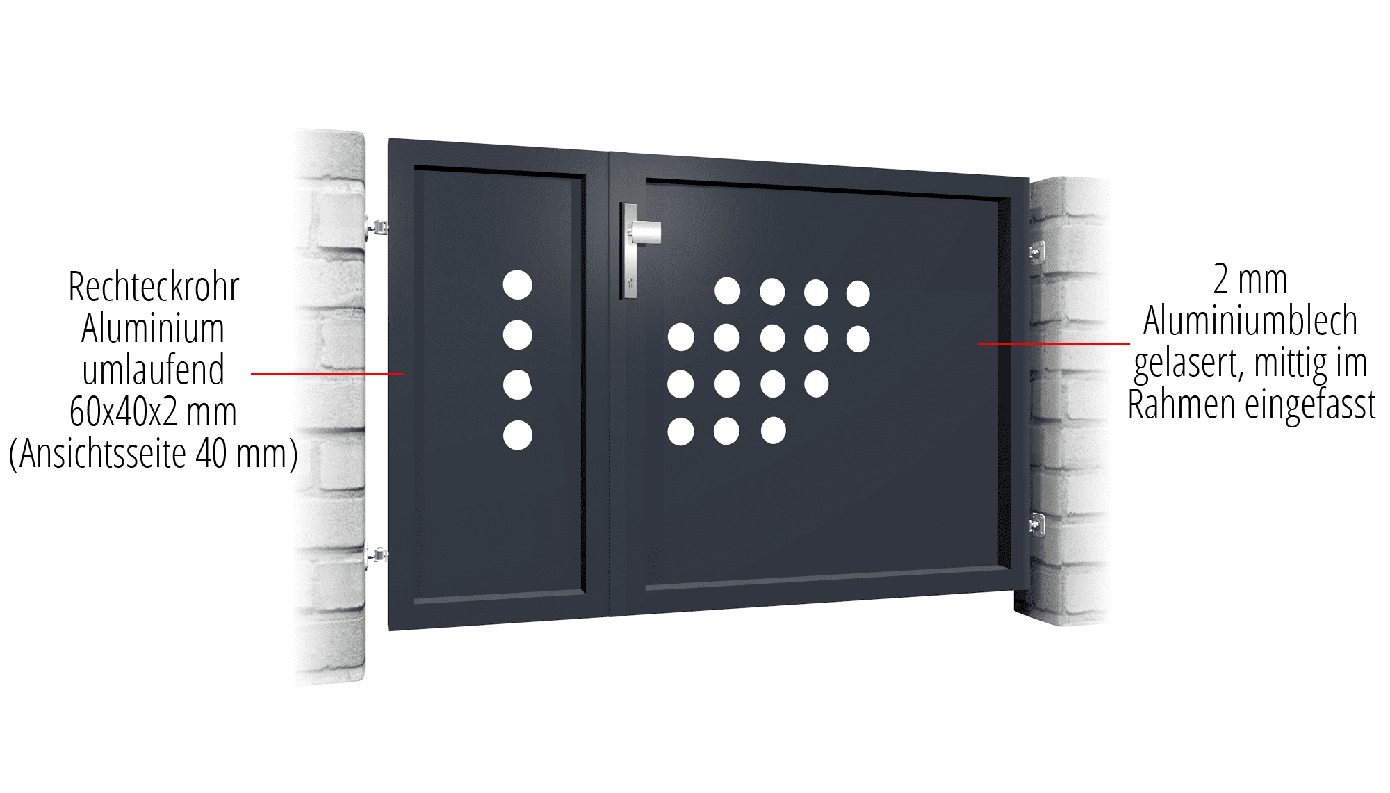 Tuindeur aluminium 2-vleugelig privacyscherm RLH, GE