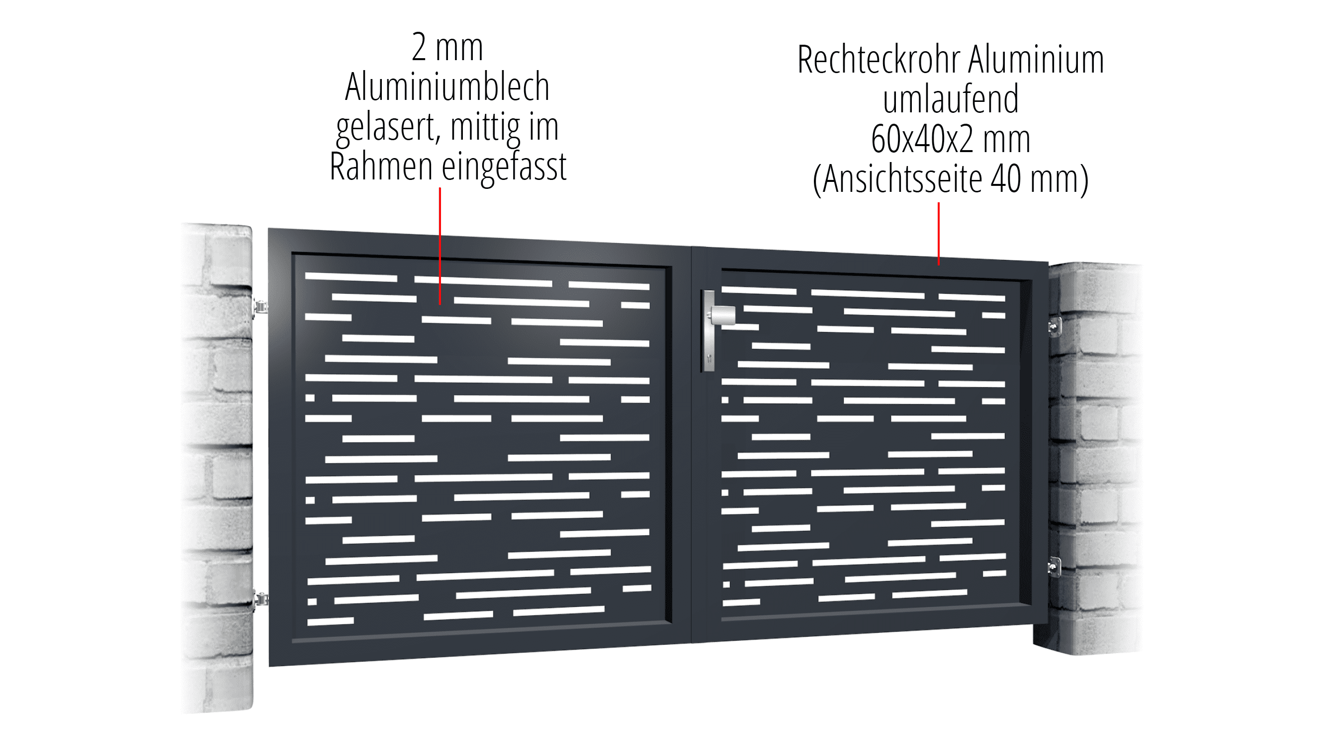 Tuinpoort aluminium 2-vleugelig lasergesneden ontwerp SF HO