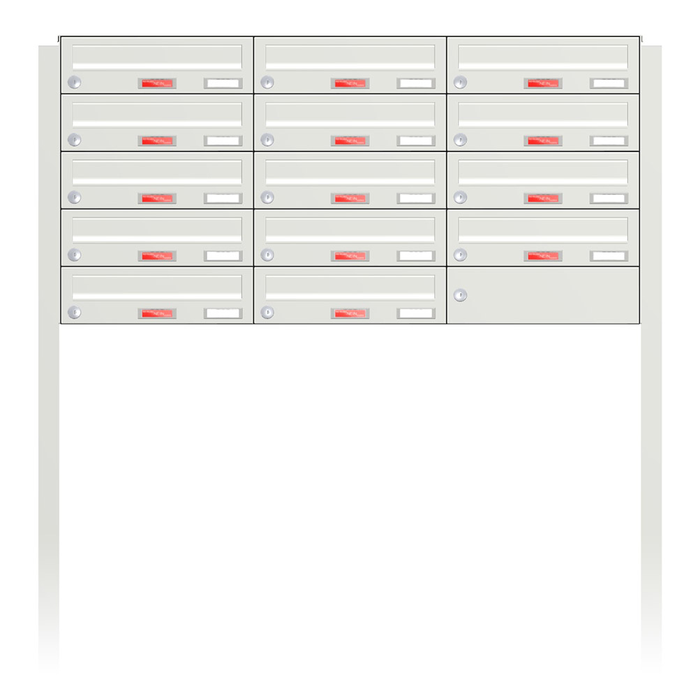 Briefkastenanlage | Freistehend | 14-fach | Waagerecht | Farbe