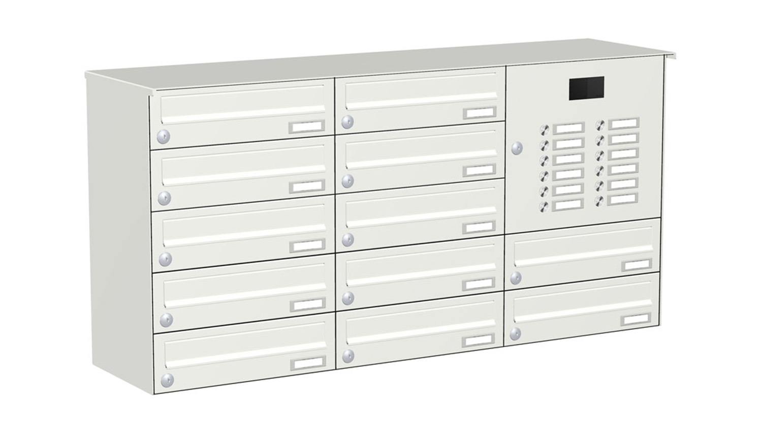 Briefkastenanlage | Aufputz | 12-fach | Waagerecht | Audio | Video | Farbe